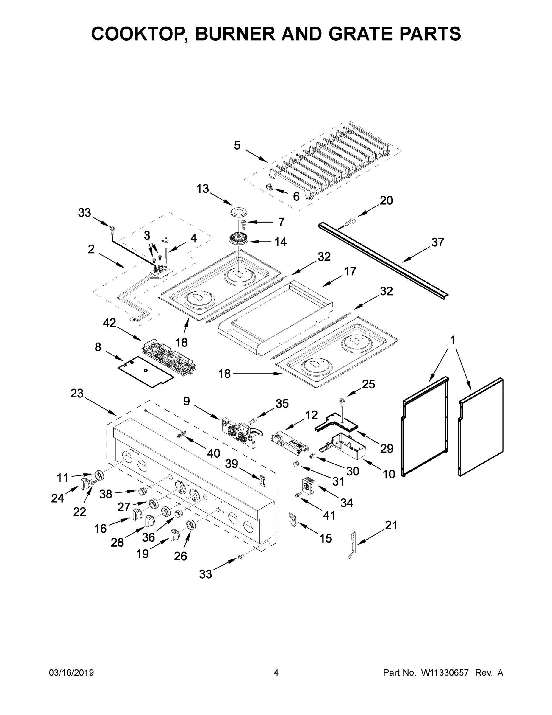 03 - COOKTOP, BURNER AND GRATE PARTS
