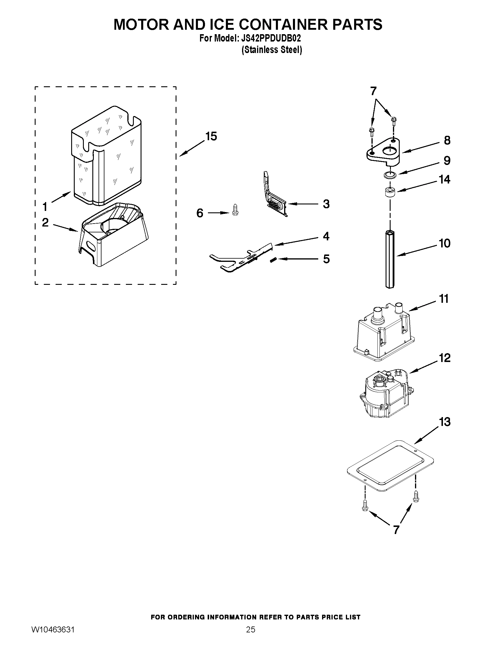 15 - MOTOR AND ICE CONTAINER PARTS