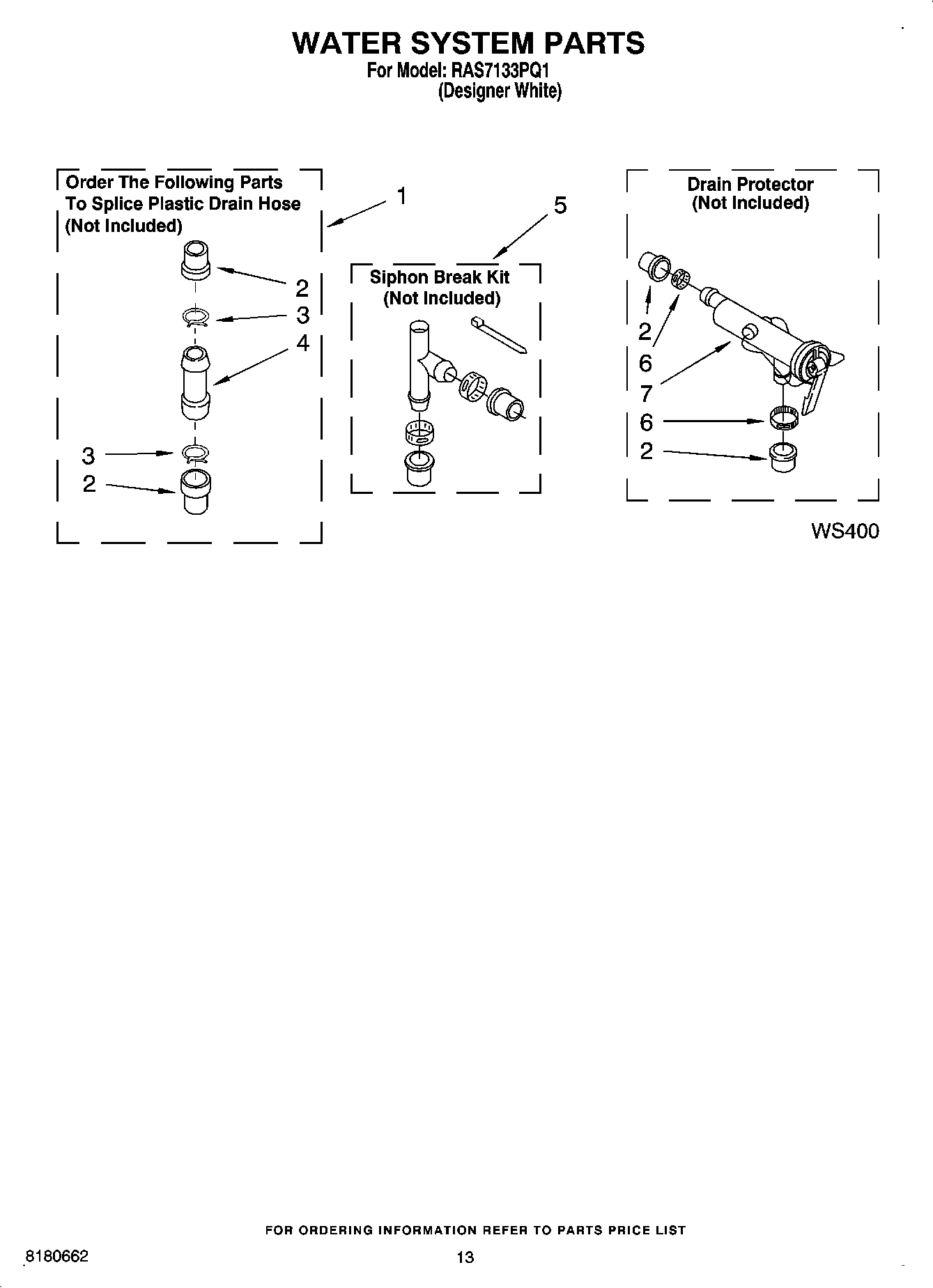 09 - WATER SYSTEM PARTS, MISCELLANEOUS PARTS, OPTIONAL PARTS (NOT INCLUDED)