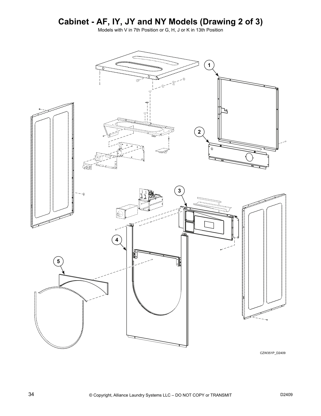 Cabinet - AF, IY, JY and NY Models (Drawing 2 of 3)