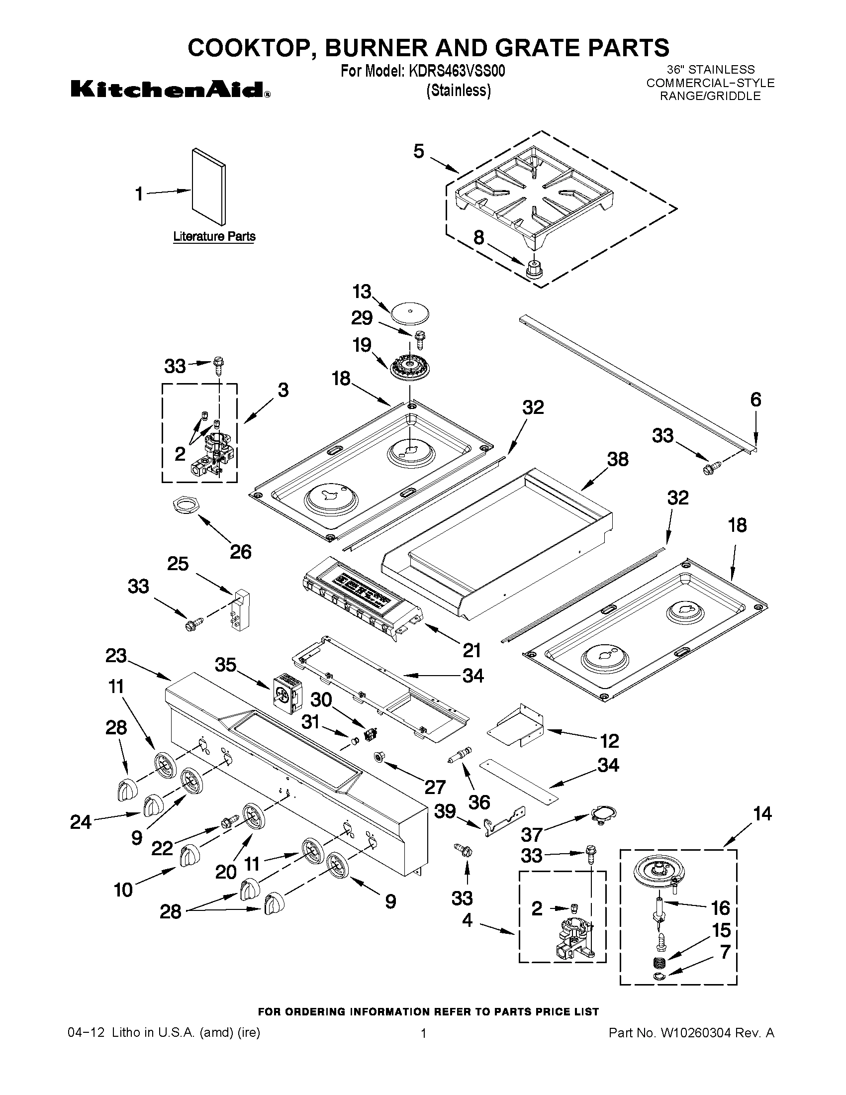 01 - COOKTOP, BURNER AND GRATE PARTS