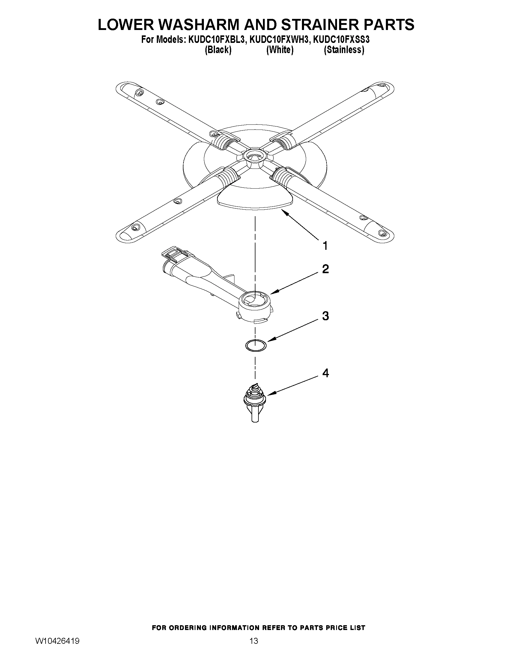 11 - LOWER WASHARM AND STRAINER PARTS