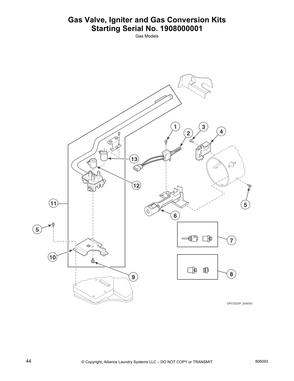 Gas Valve, Igniter and Gas Conversion Kits 
Starting Serial No. 1908000001