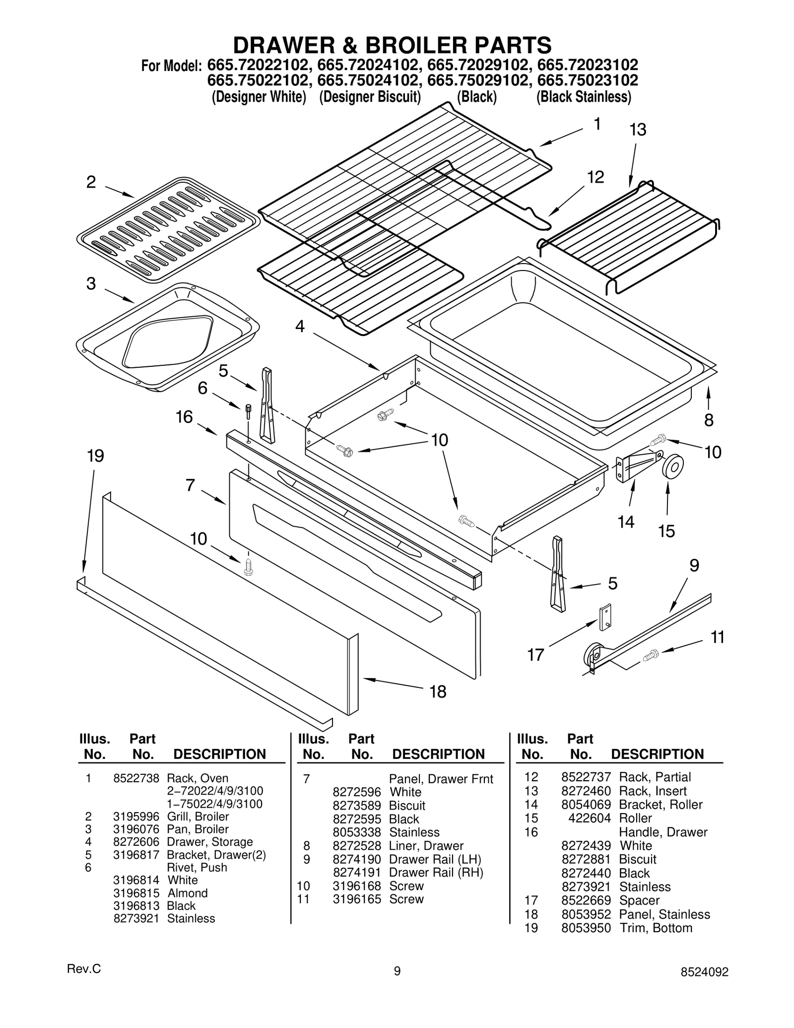 DRAWER & BROILER PARTS