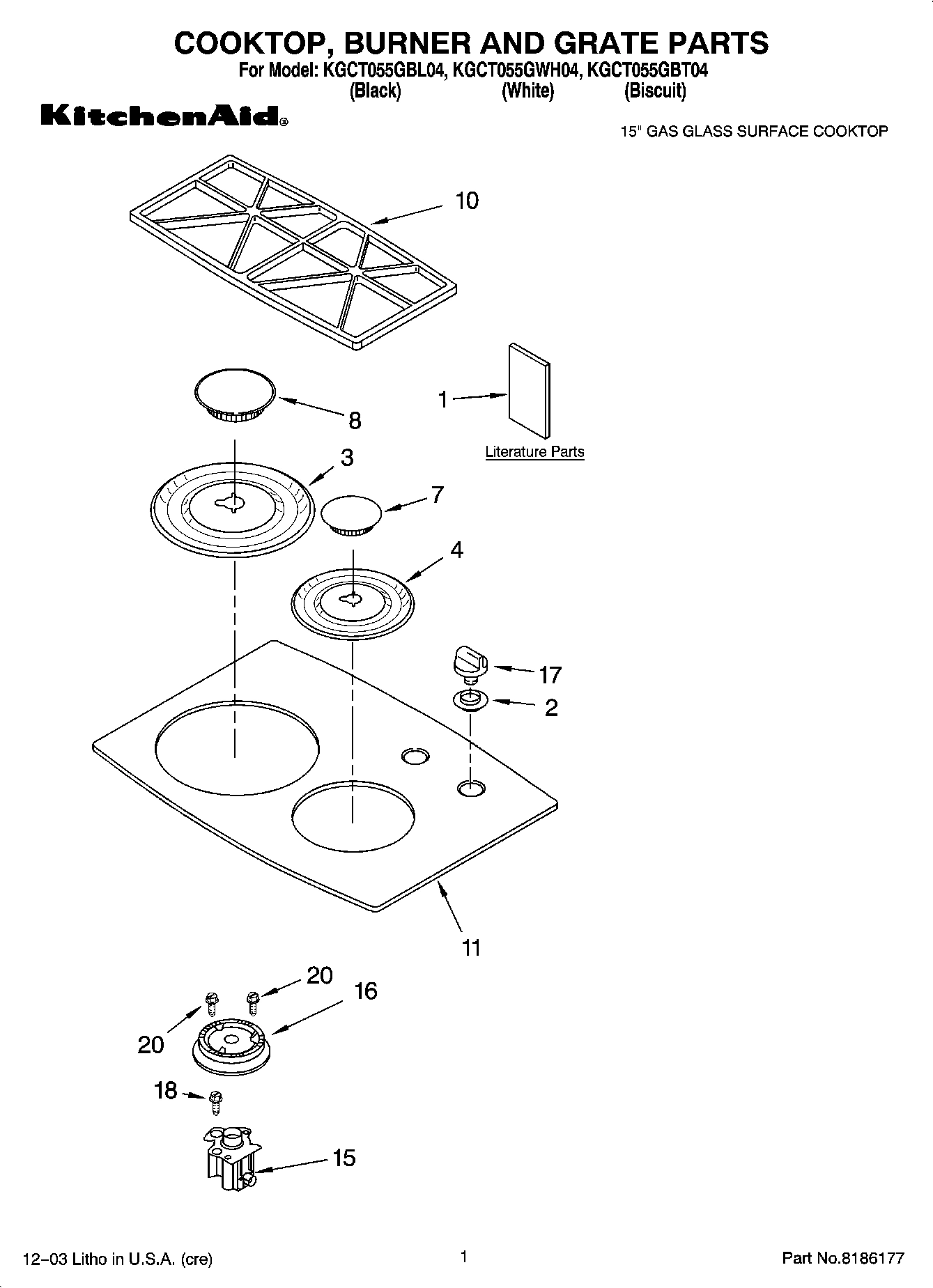 01 - COOKTOP, BURNER AND GRATE PARTS