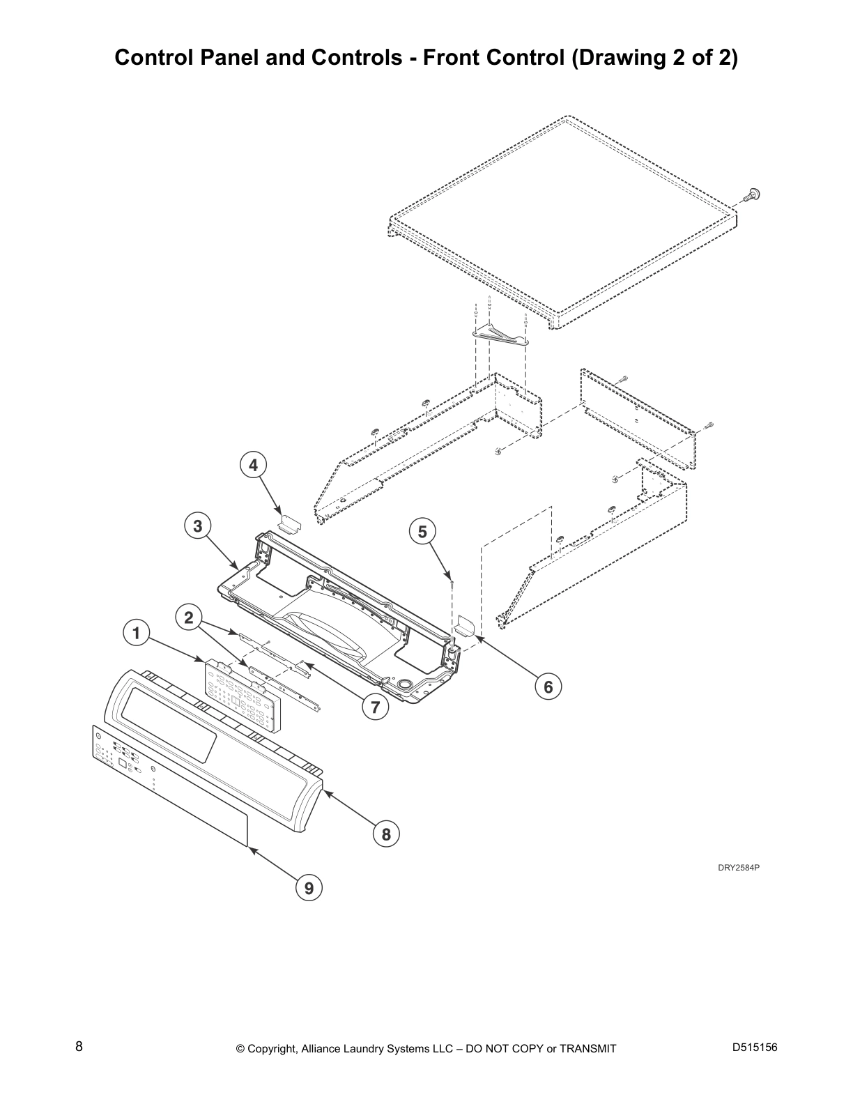 Control Panel and Controls - Front Control (Drawing 2 of 2)