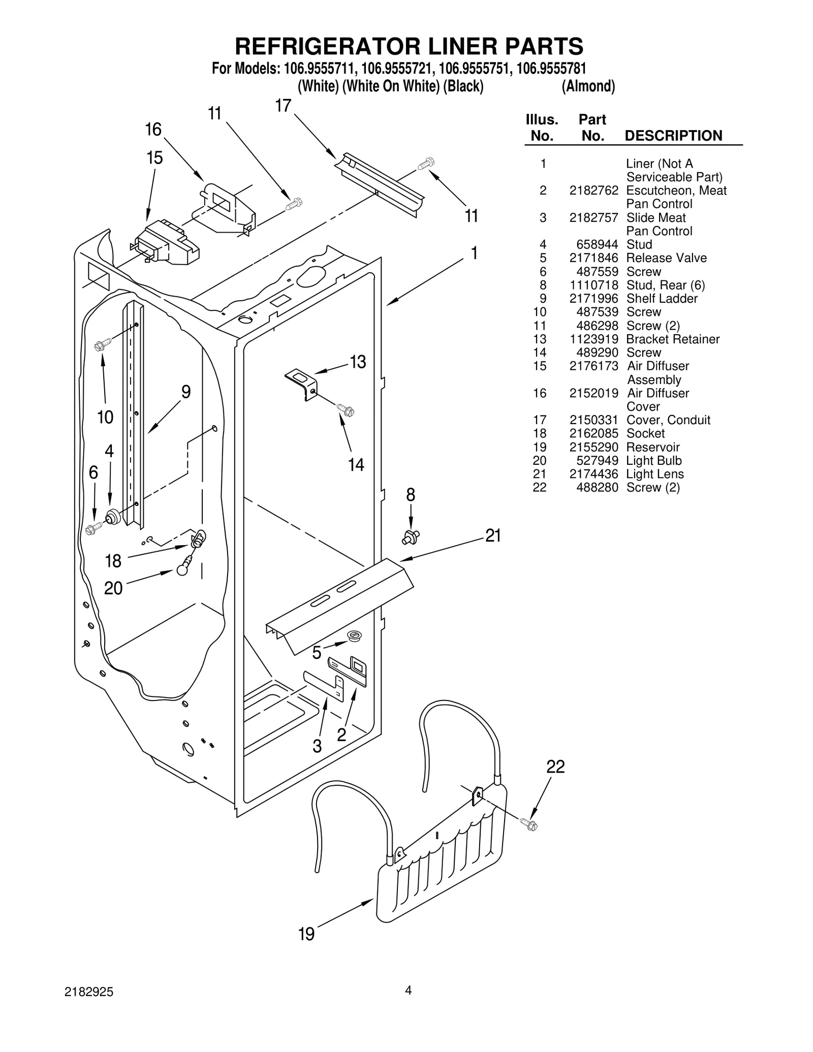 REFRIGERATOR LINER PARTS