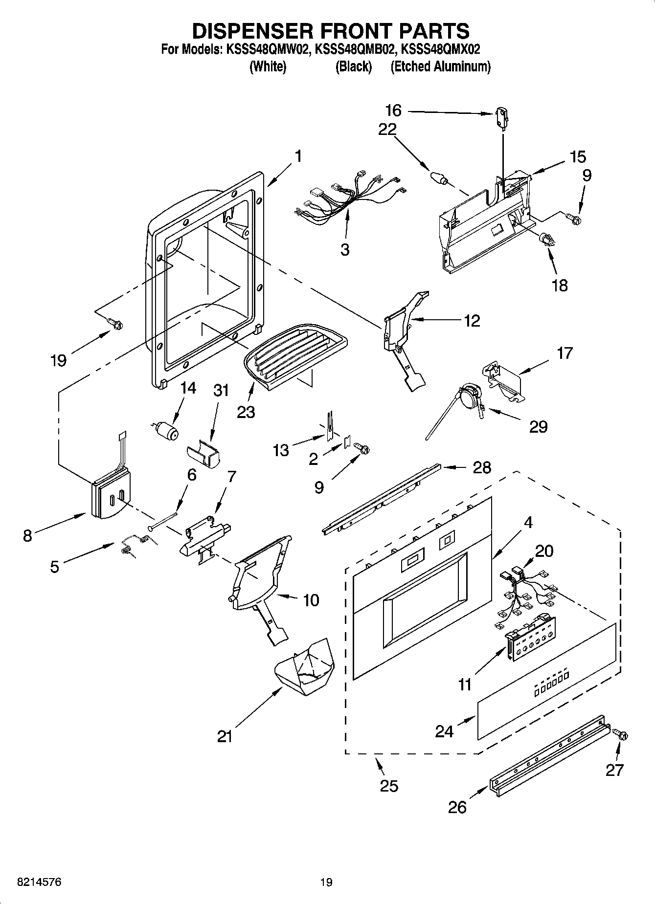 12 - DISPENSER AND FRONT PARTS
