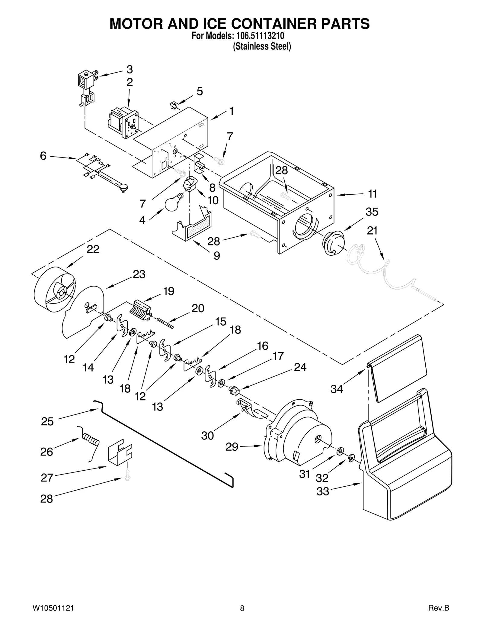 MOTOR AND ICE CONTAINER PARTS