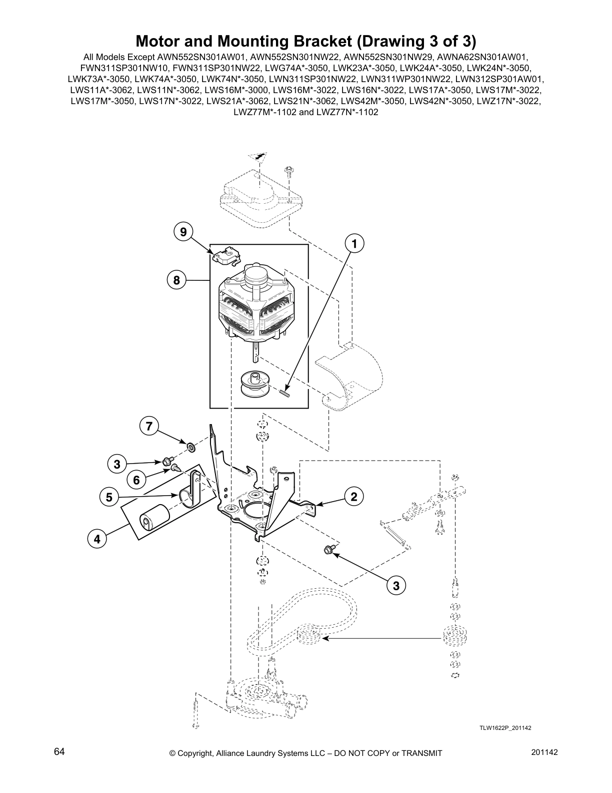 Motor and Mounting Bracket (Drawing 3 of 3)