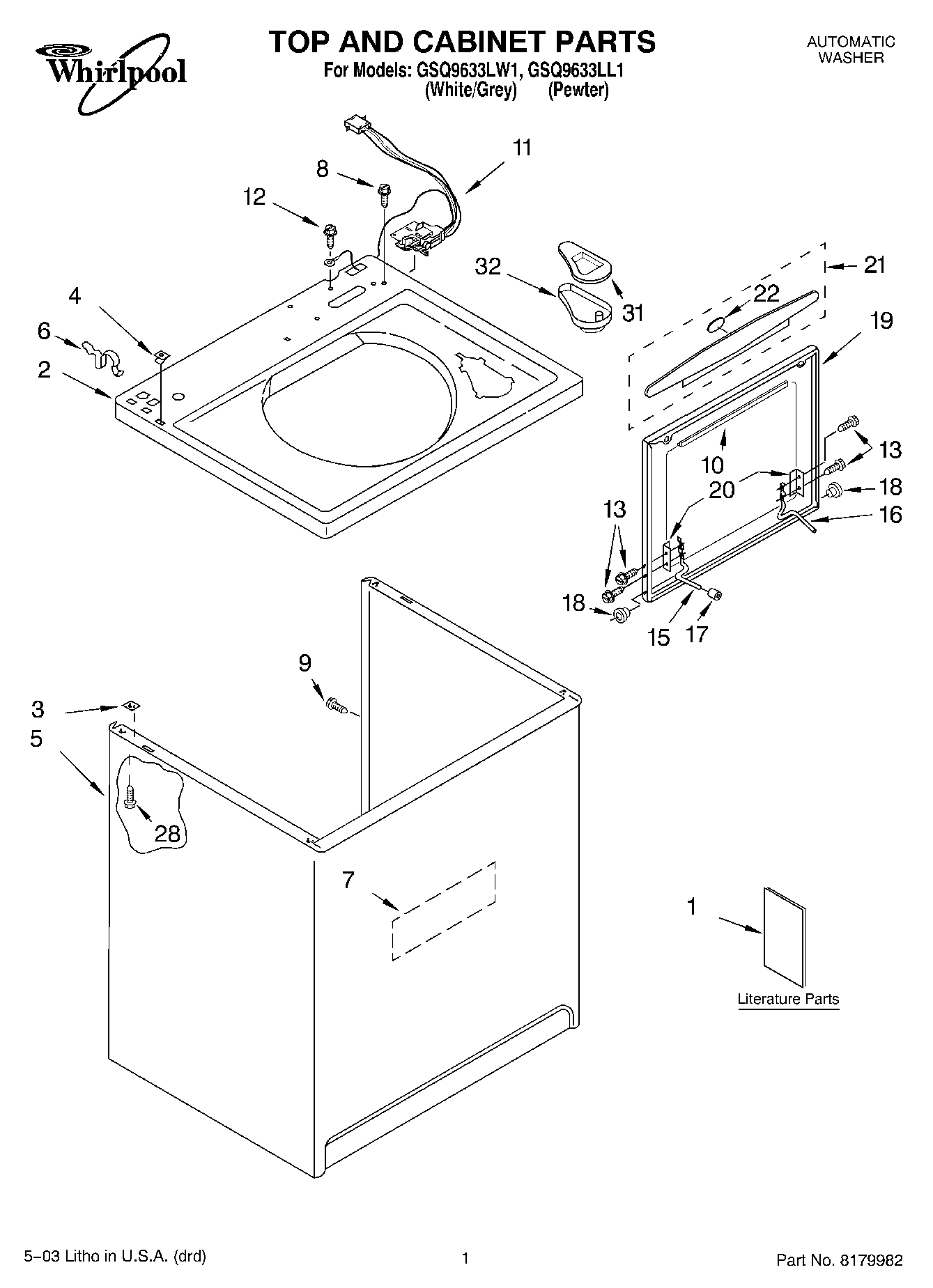 01 - TOP AND CABINET PARTS