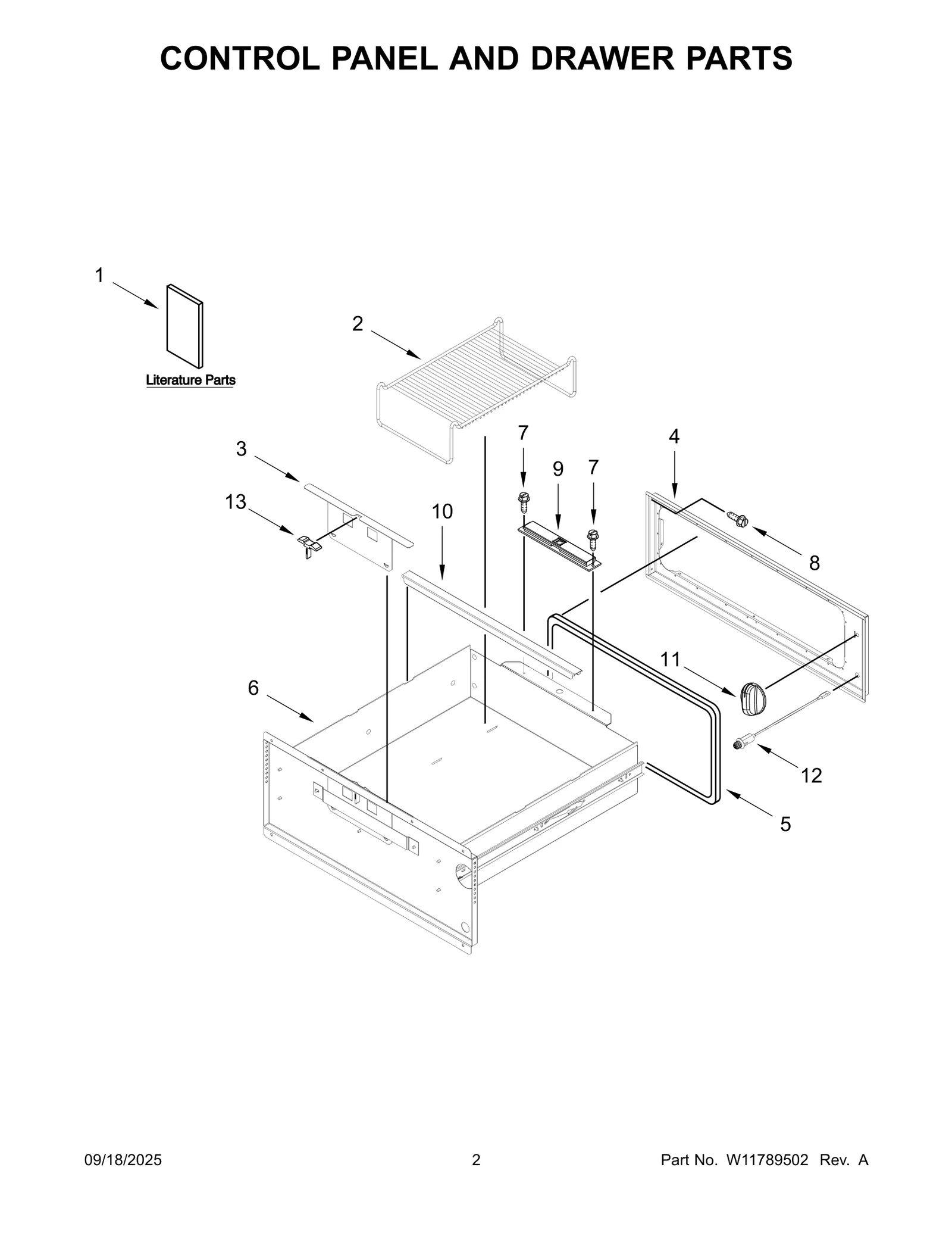 CONTROL PANEL AND DRAWER PARTS