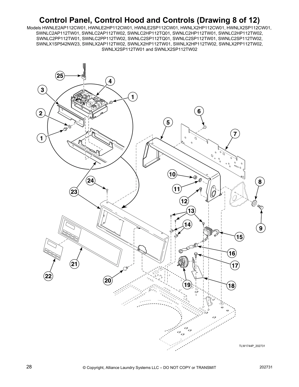 Control Panel, Control Hood and Controls (Drawing 8 of 12)