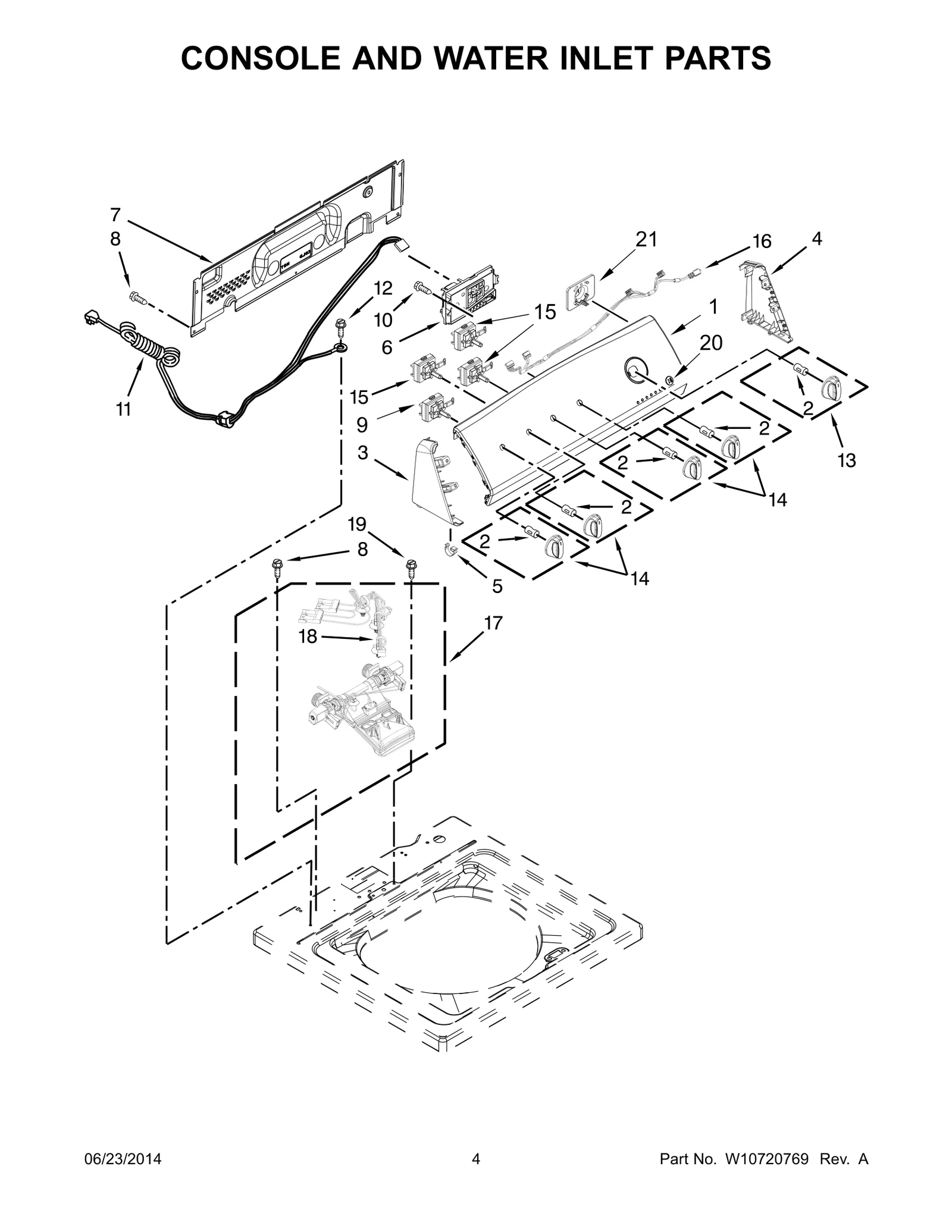 CONSOLE AND WATER INLET PARTS