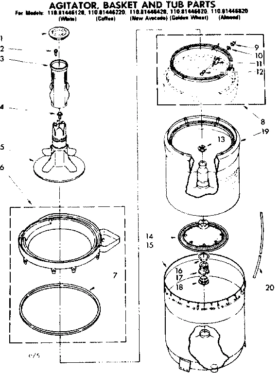 AGITATOR BASKET AND TUB PARTS