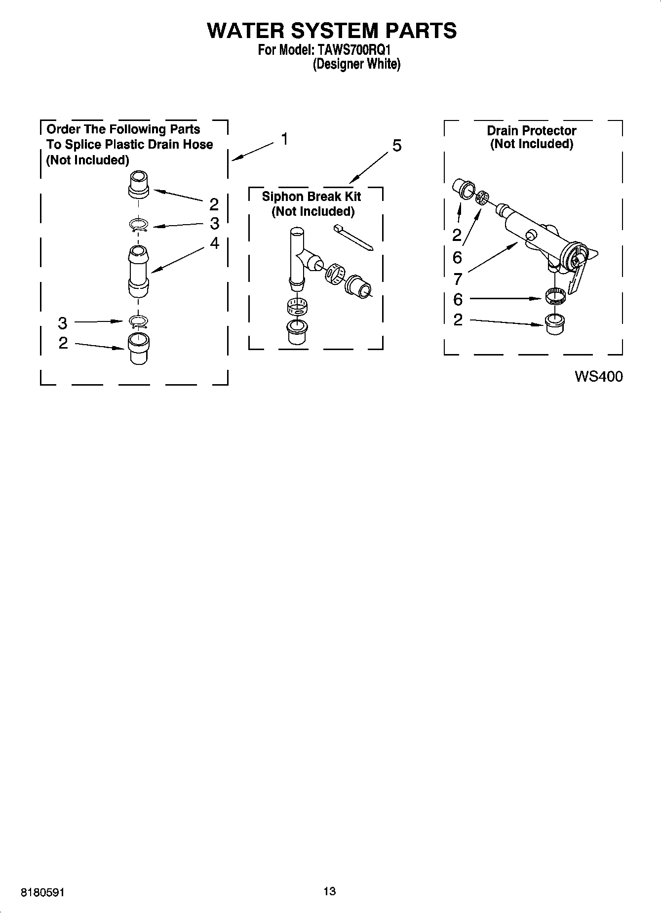 09 - WATER SYSTEM PARTS, MISCELLANEOUS PARTS, OPTIONAL PARTS (NOT INCLUDED)