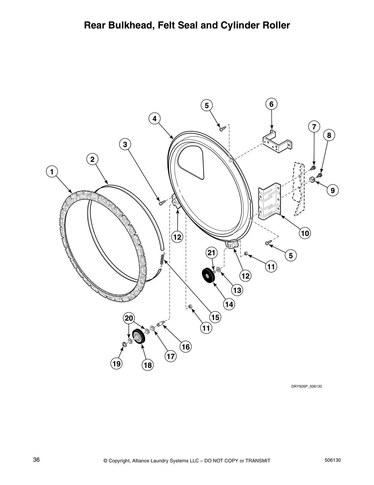 Rear Bulkhead, Felt Seal and Cylinder Roller