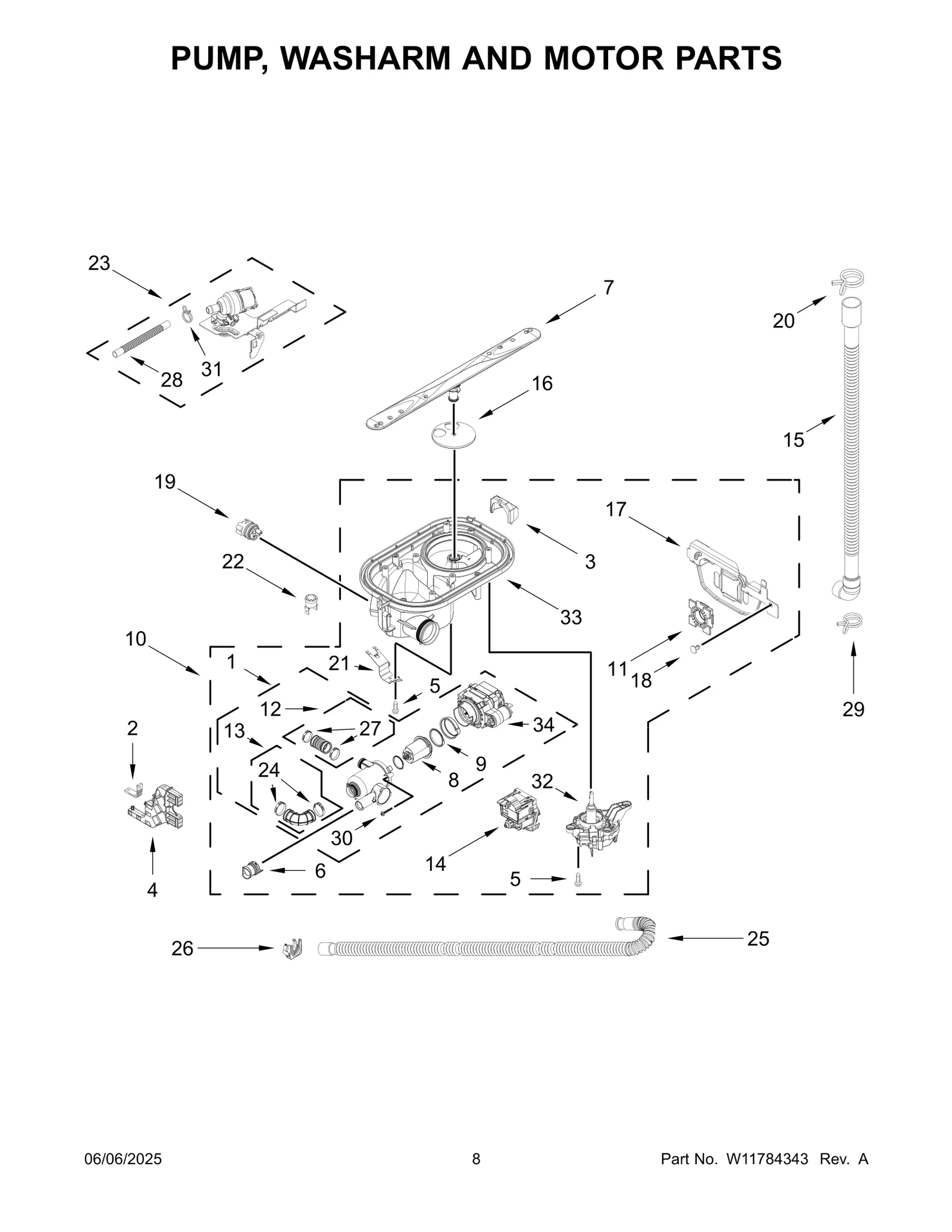 PUMP, WASHARM AND MOTOR PARTS