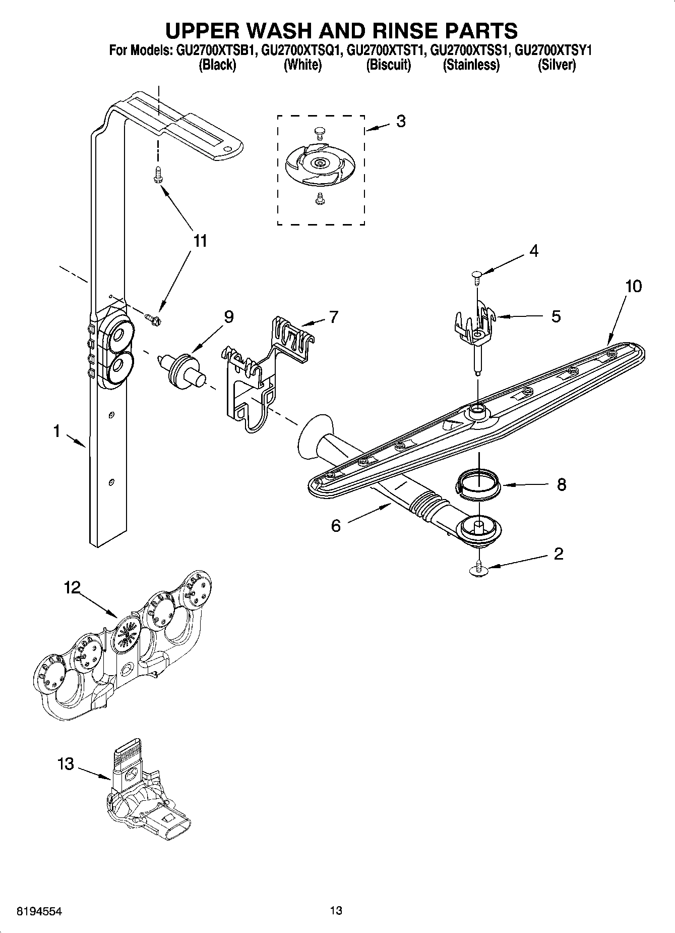 10 - UPPER WASH AND RINSE PARTS