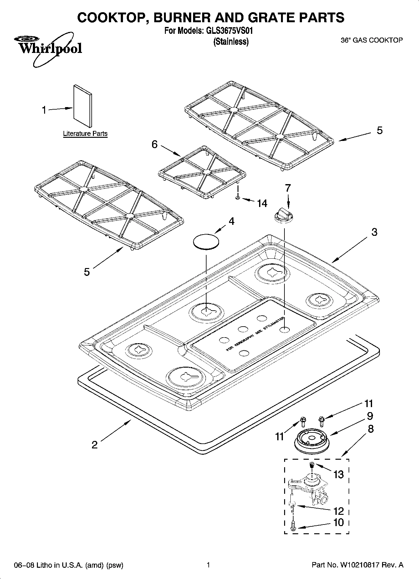 01 - COOKTOP, BURNER AND GRATE PARTS