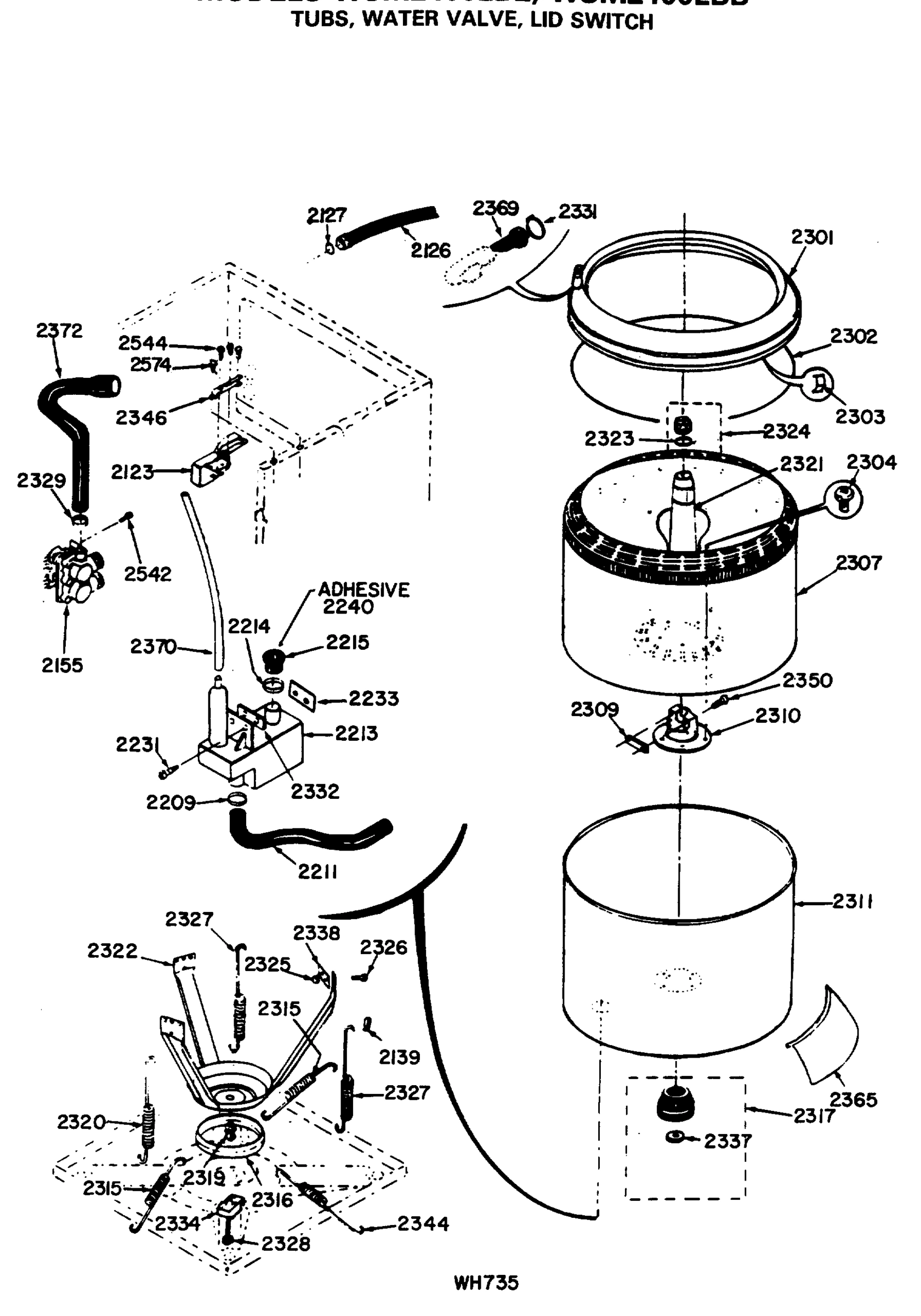 TUBS, WATER VALVE, LID SWITCH