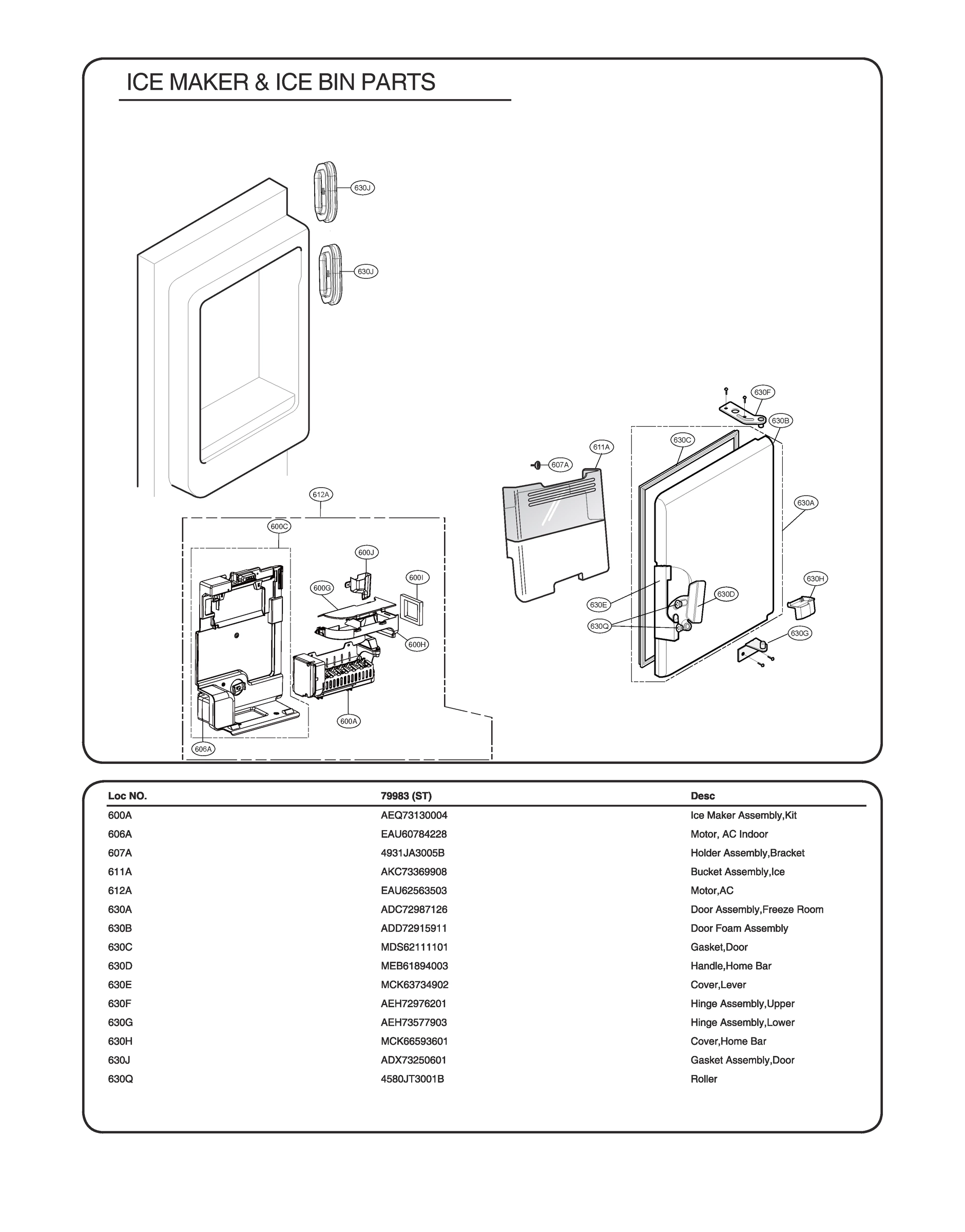 ICE MAKER & ICE BIN PARTS
