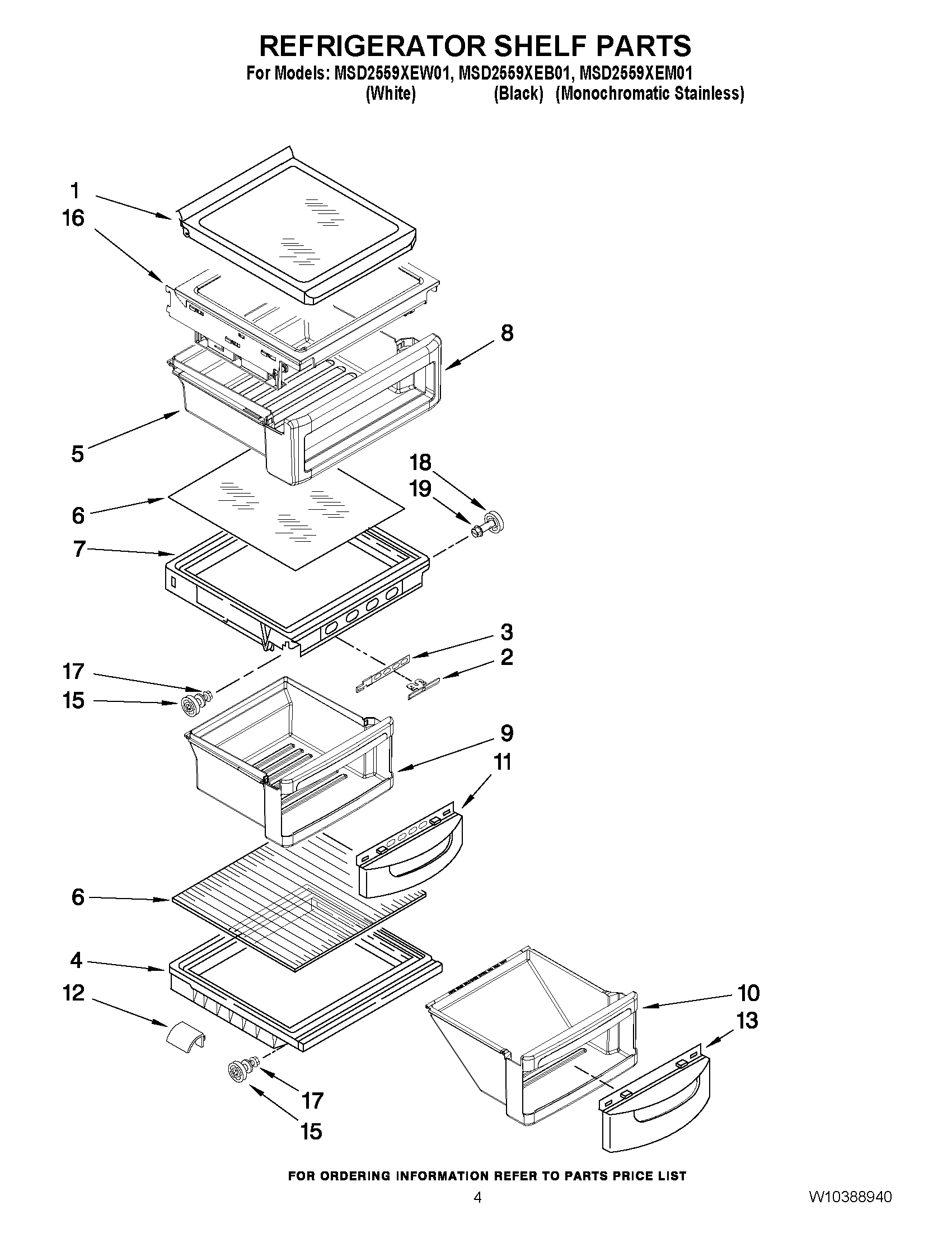 03 - REFRIGERATOR SHELF PARTS