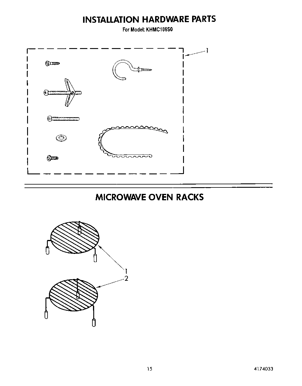 09 - INSTALLATION HARDWARE , MICROWAVE OVEN