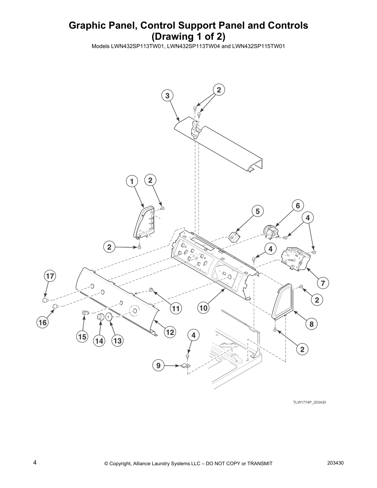 Graphic Panel, Control Support Panel and Controls 
(Drawing 1 of 2)