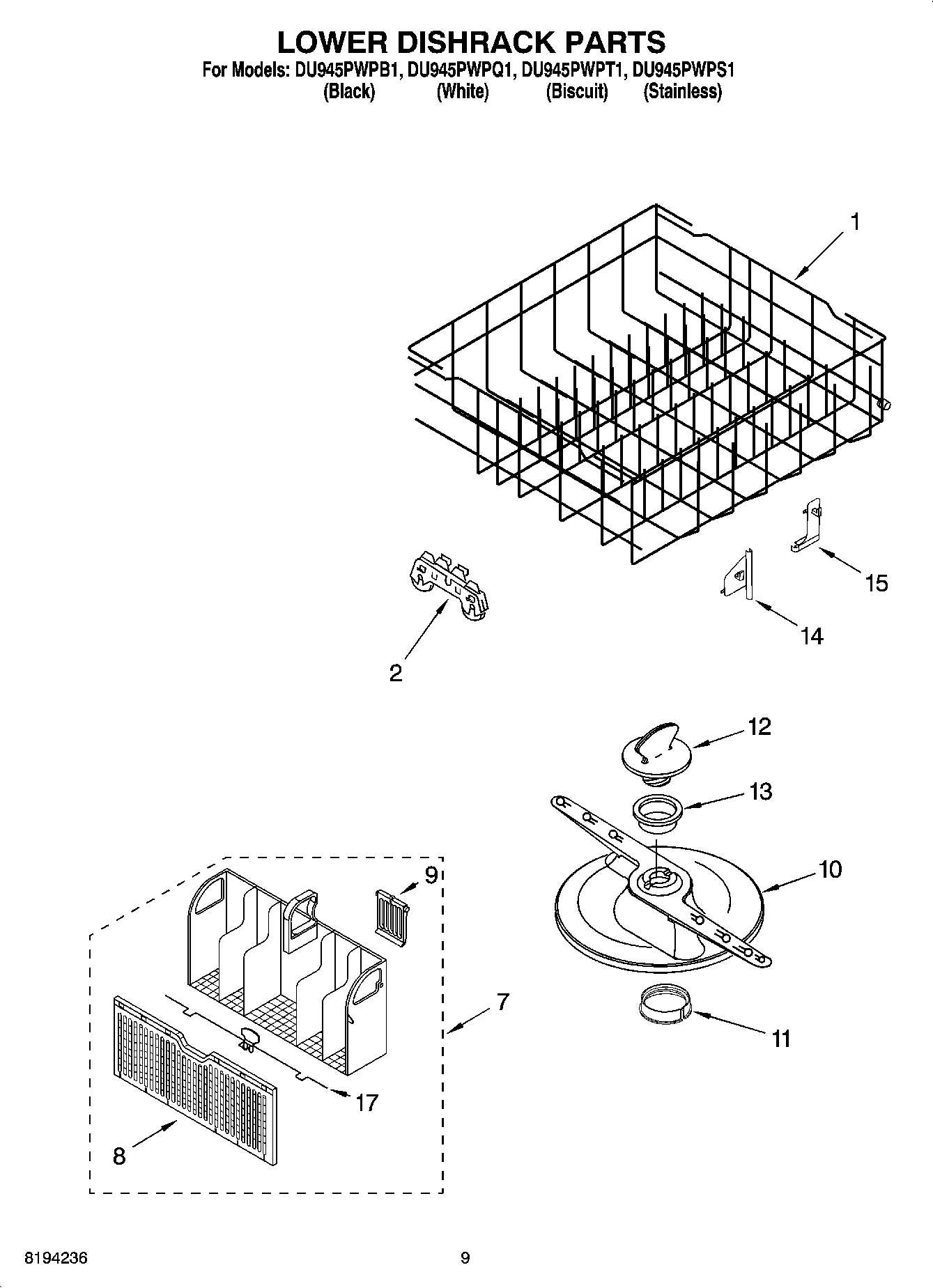 06 - LOWER DISHRACK PARTS, OPTIONAL PARTS (NOT INCLUDED)