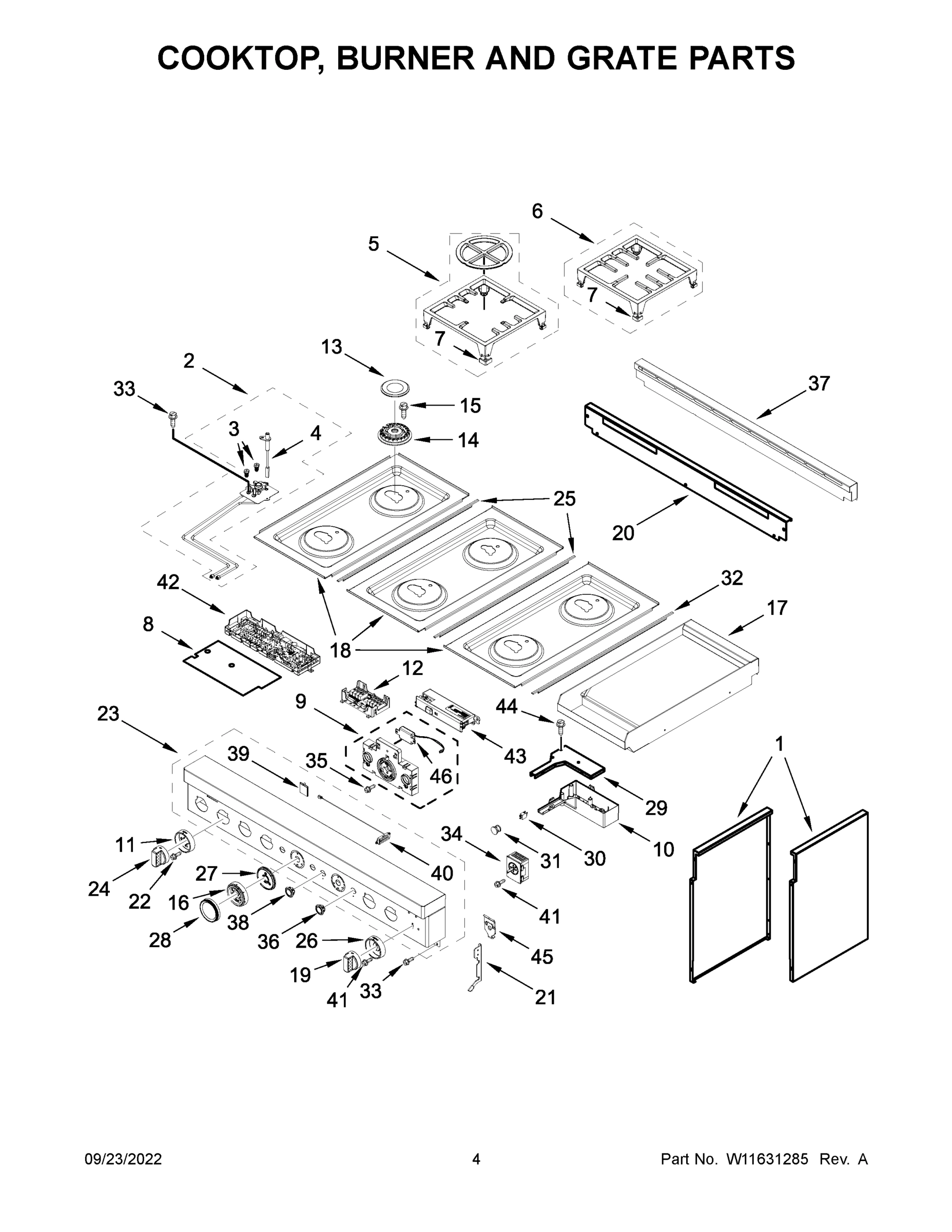 03 - COOKTOP, BURNER AND GRATE PARTS