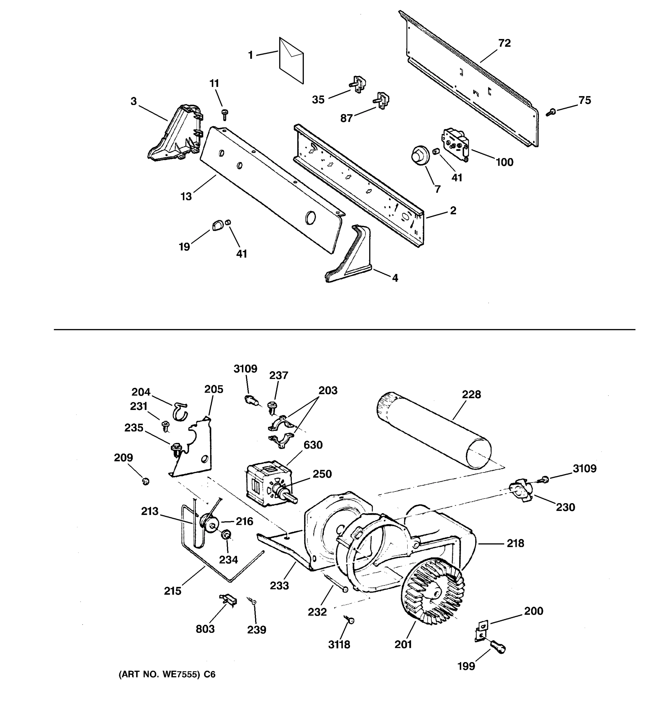 BACKSPLASH, BLOWER & MOTOR