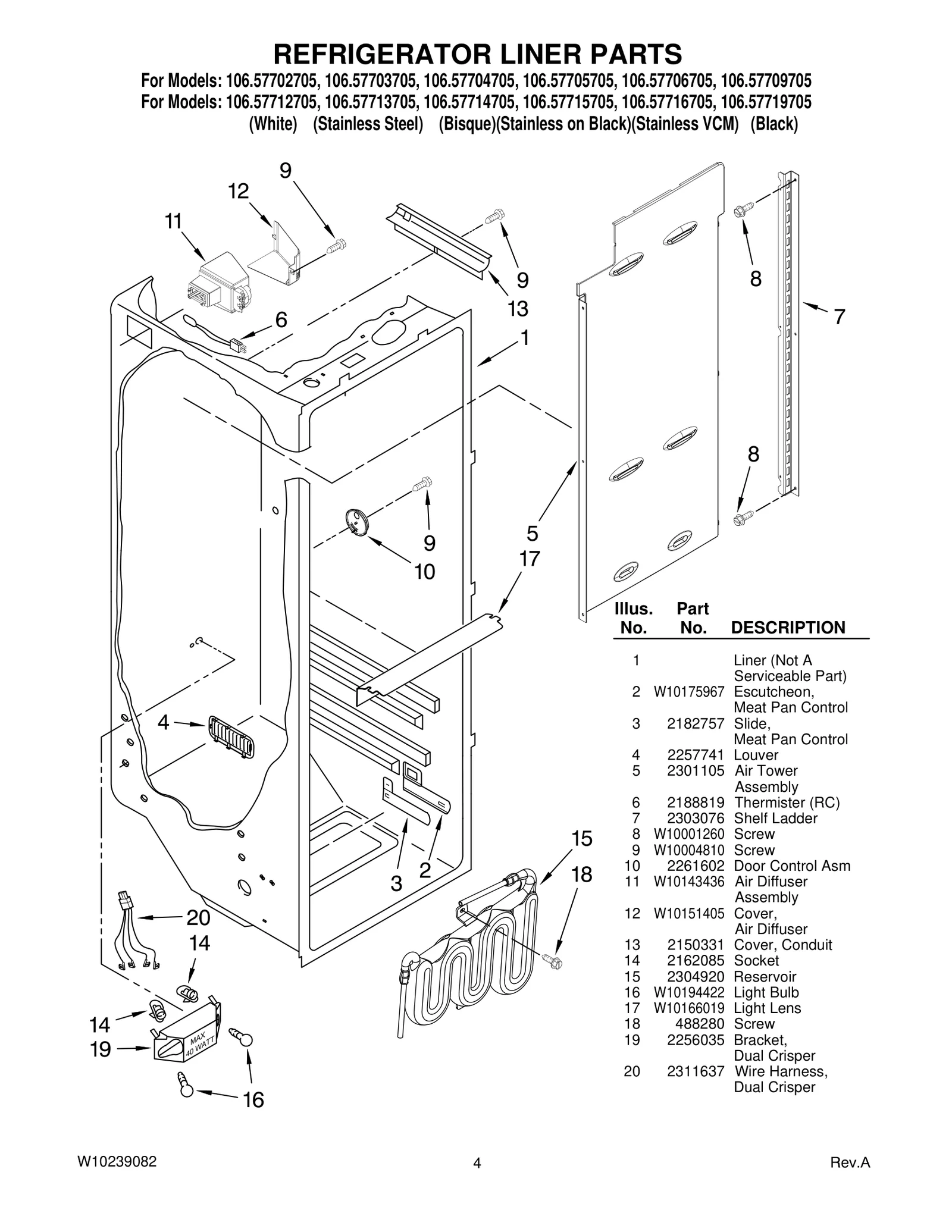 REFRIGERATOR LINER PARTS