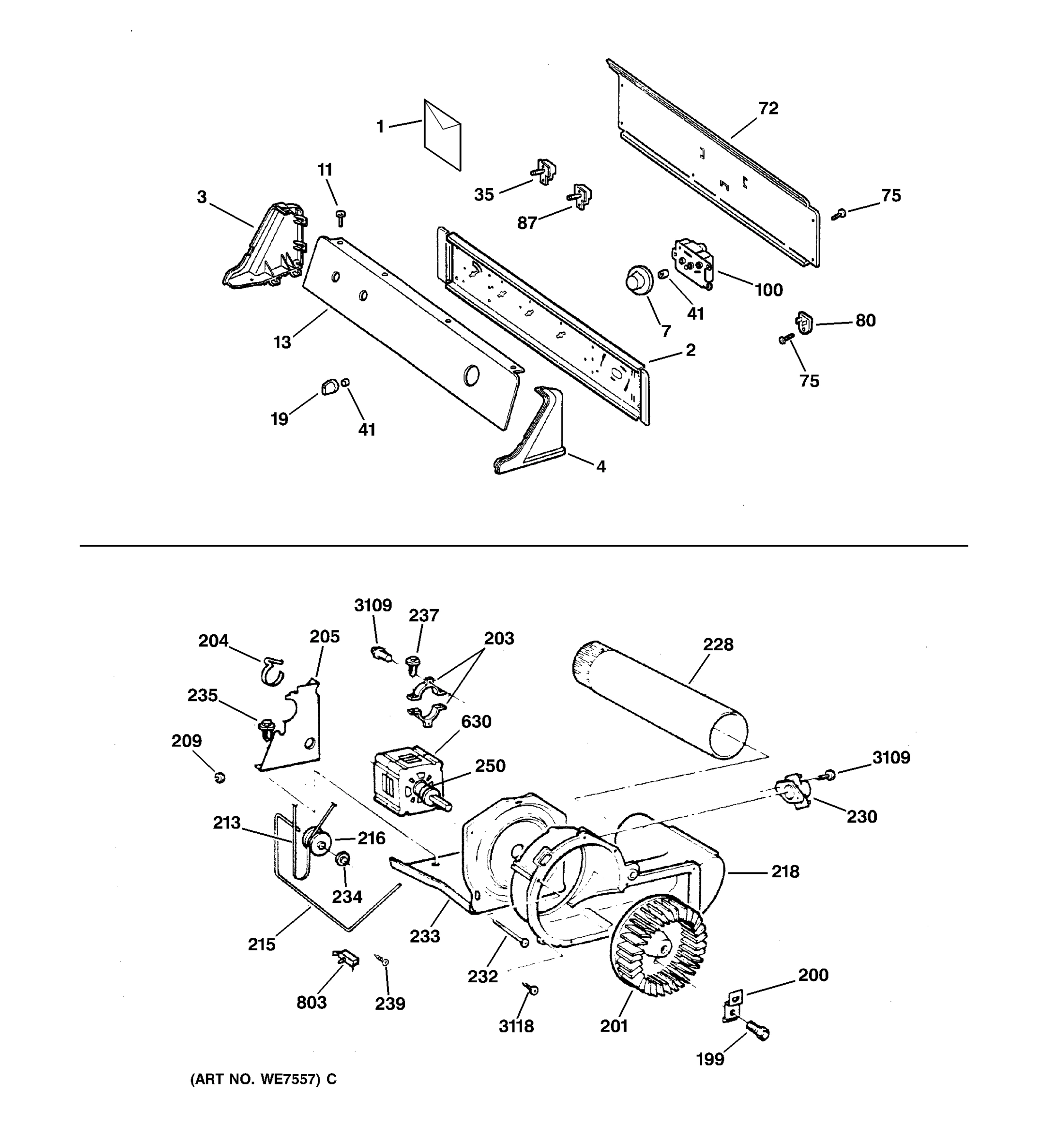 BACKSPLASH, BLOWER & DRIVE ASSEMBLY