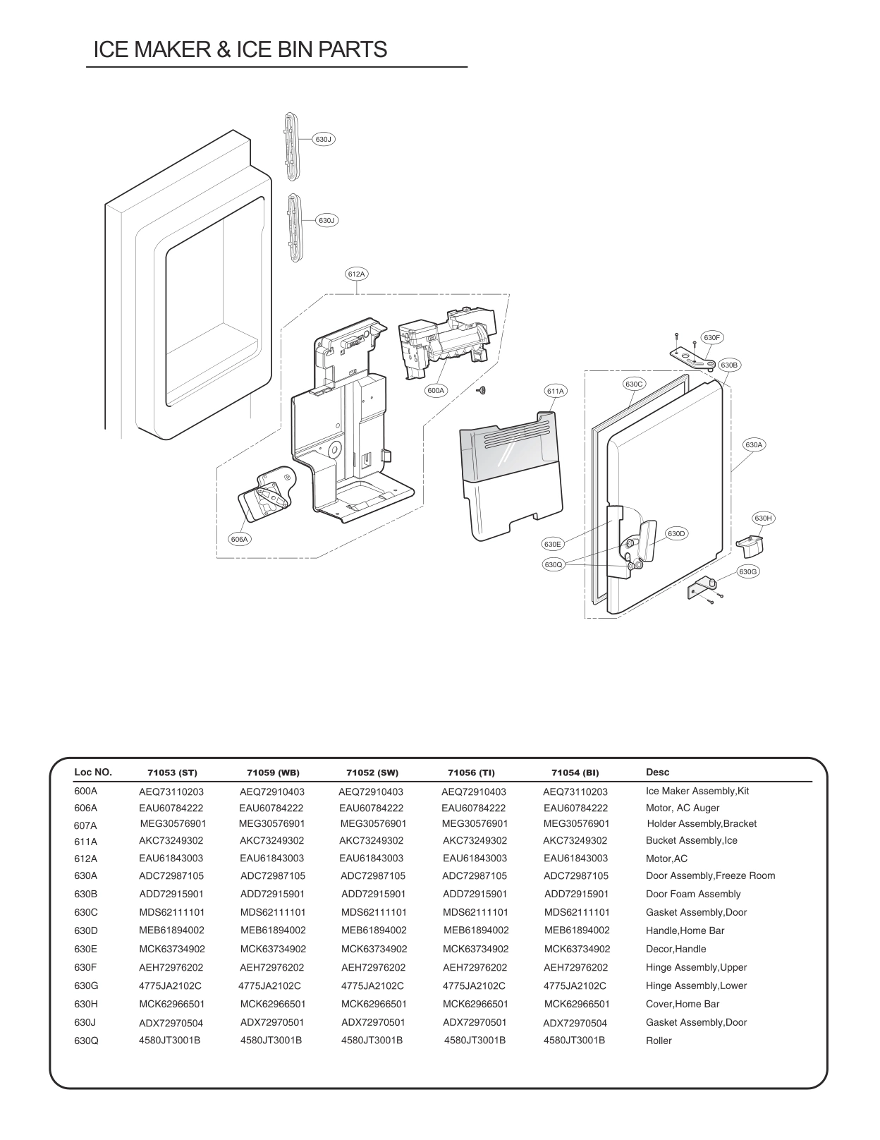 ICE MAKER & ICE BIN PARTS