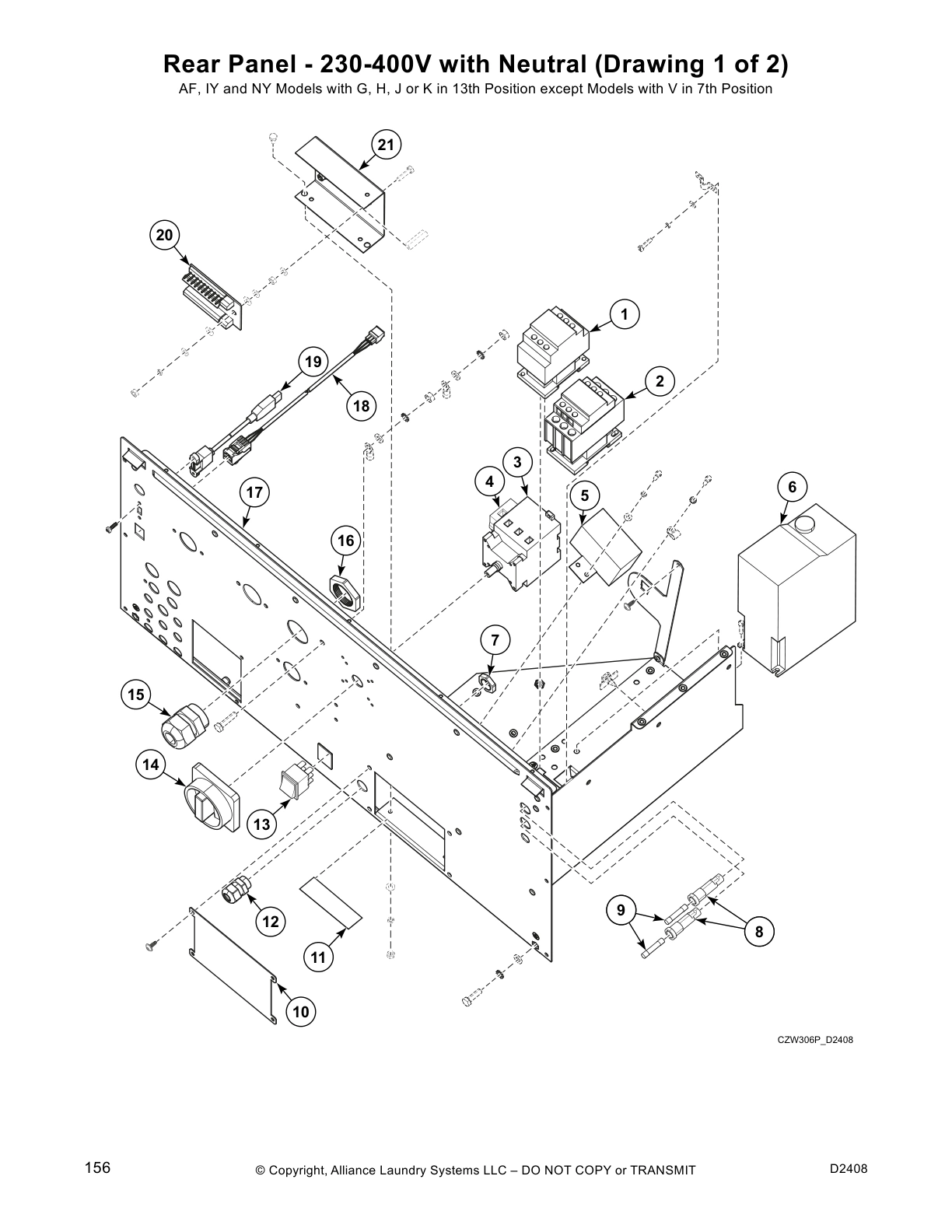 Rear Panel - 230-400V with Neutral (Drawing 1 of 2)