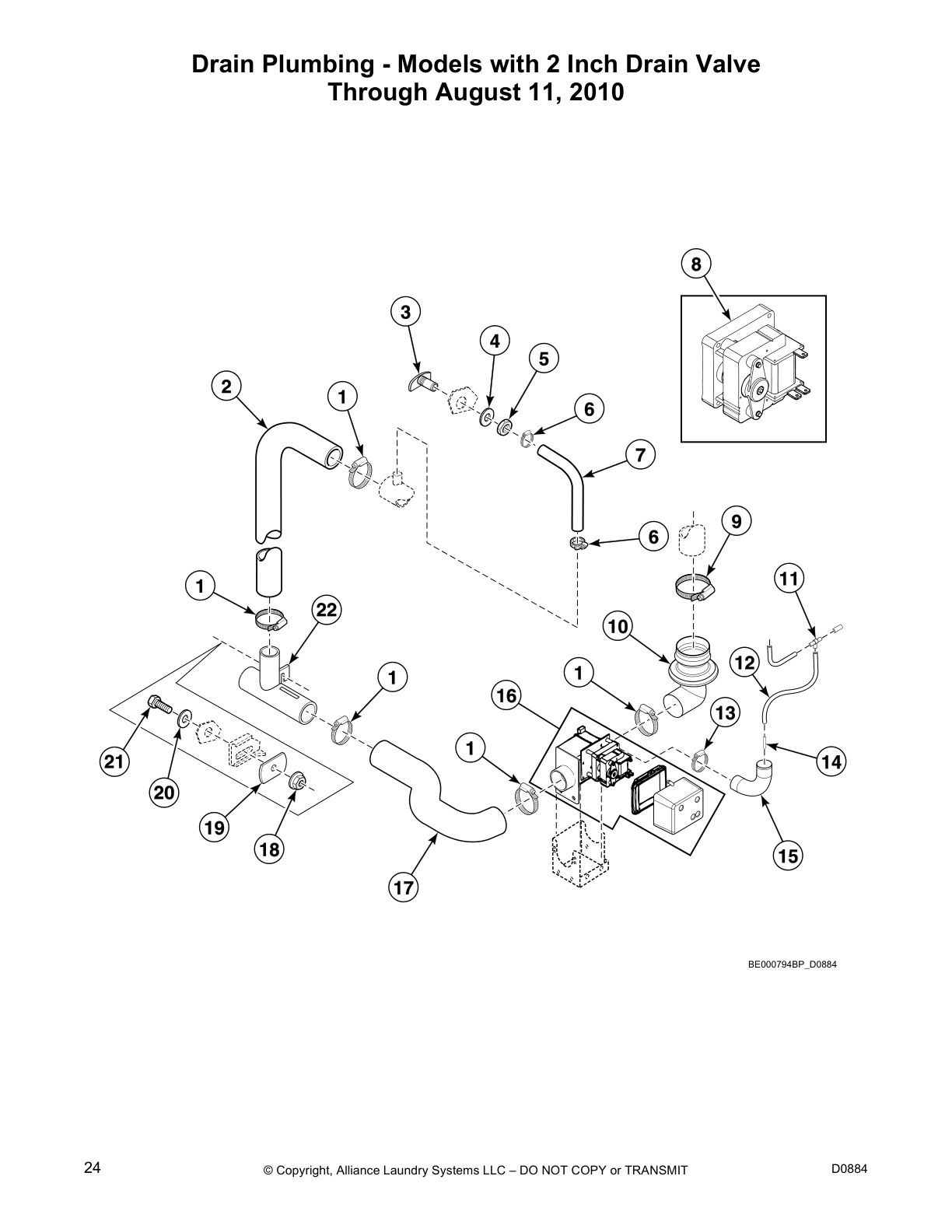 Drain Plumbing - Models with 2 Inch Drain Valve 
Through August 11, 2010