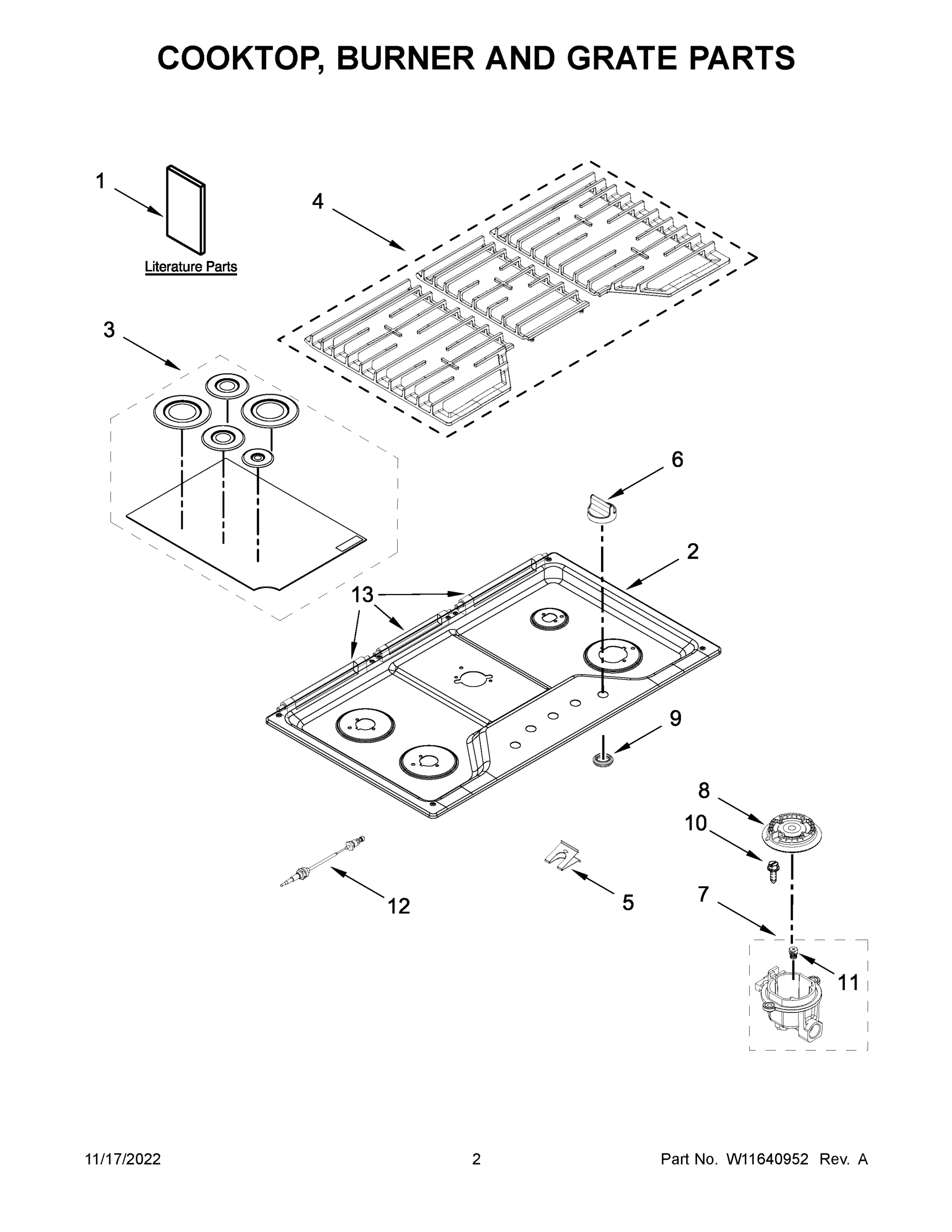02 - COOKTOP, BURNER AND GRATE PARTS