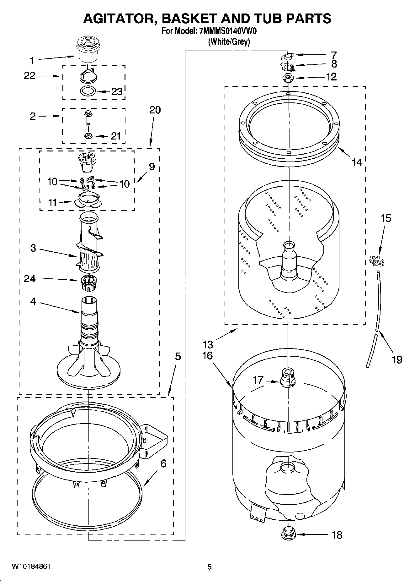 03 - AGITATOR, BASKET AND TUB PARTS