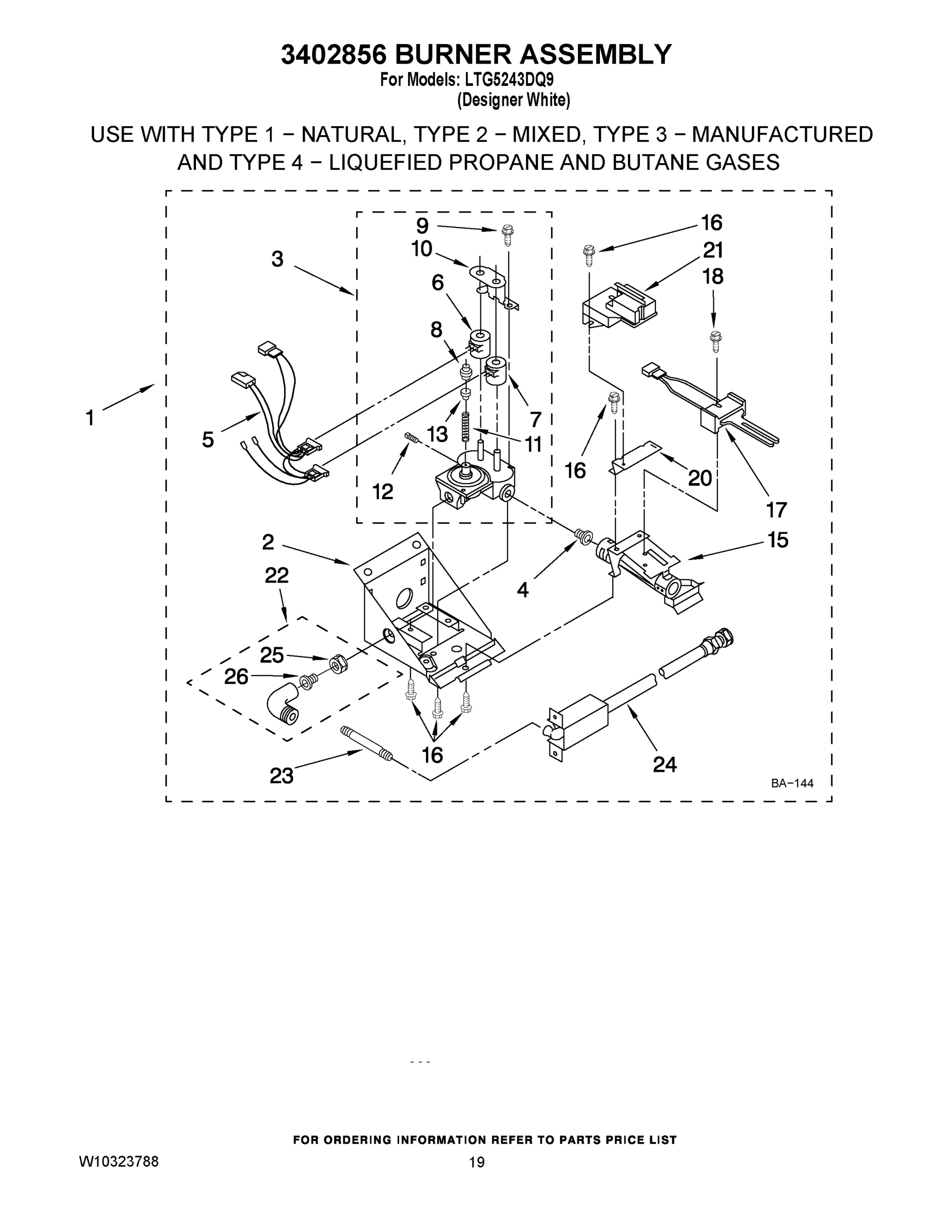 16 - 3402856 BURNER ASSEMBLY