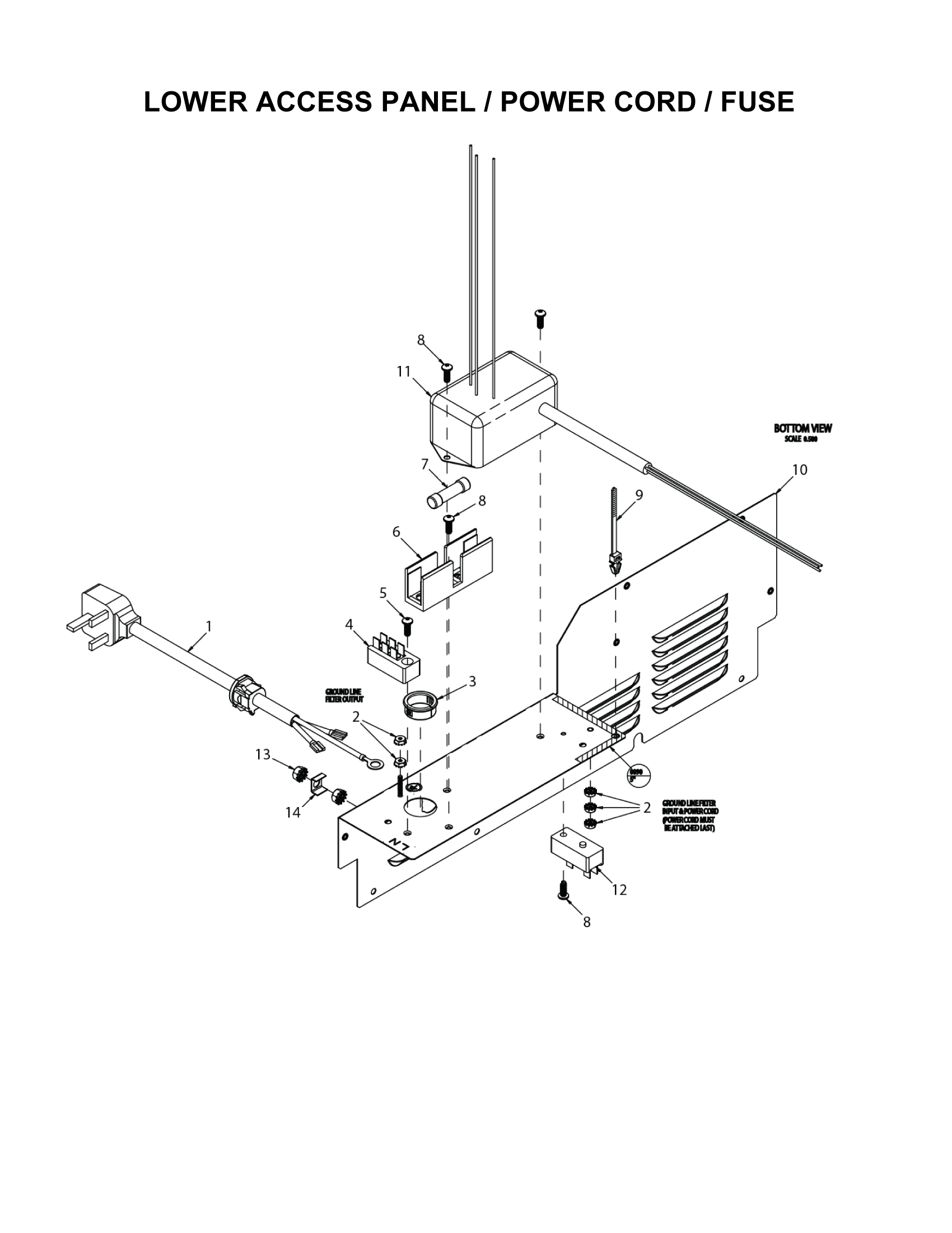 LOWER ACCESS PANEL / POWER CORD / FUSE