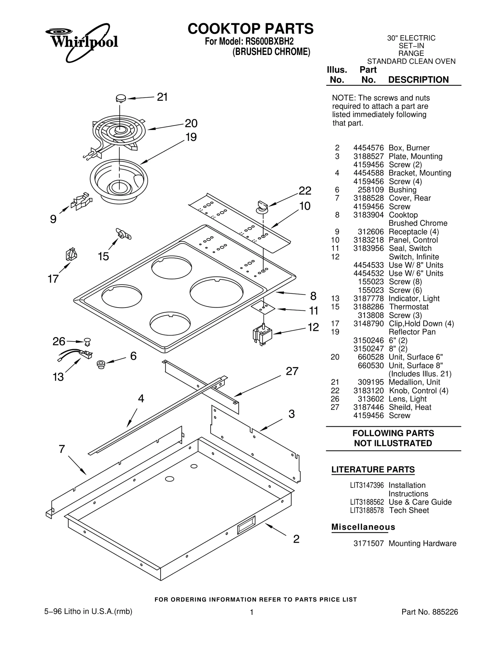 COOKTOP PARTS