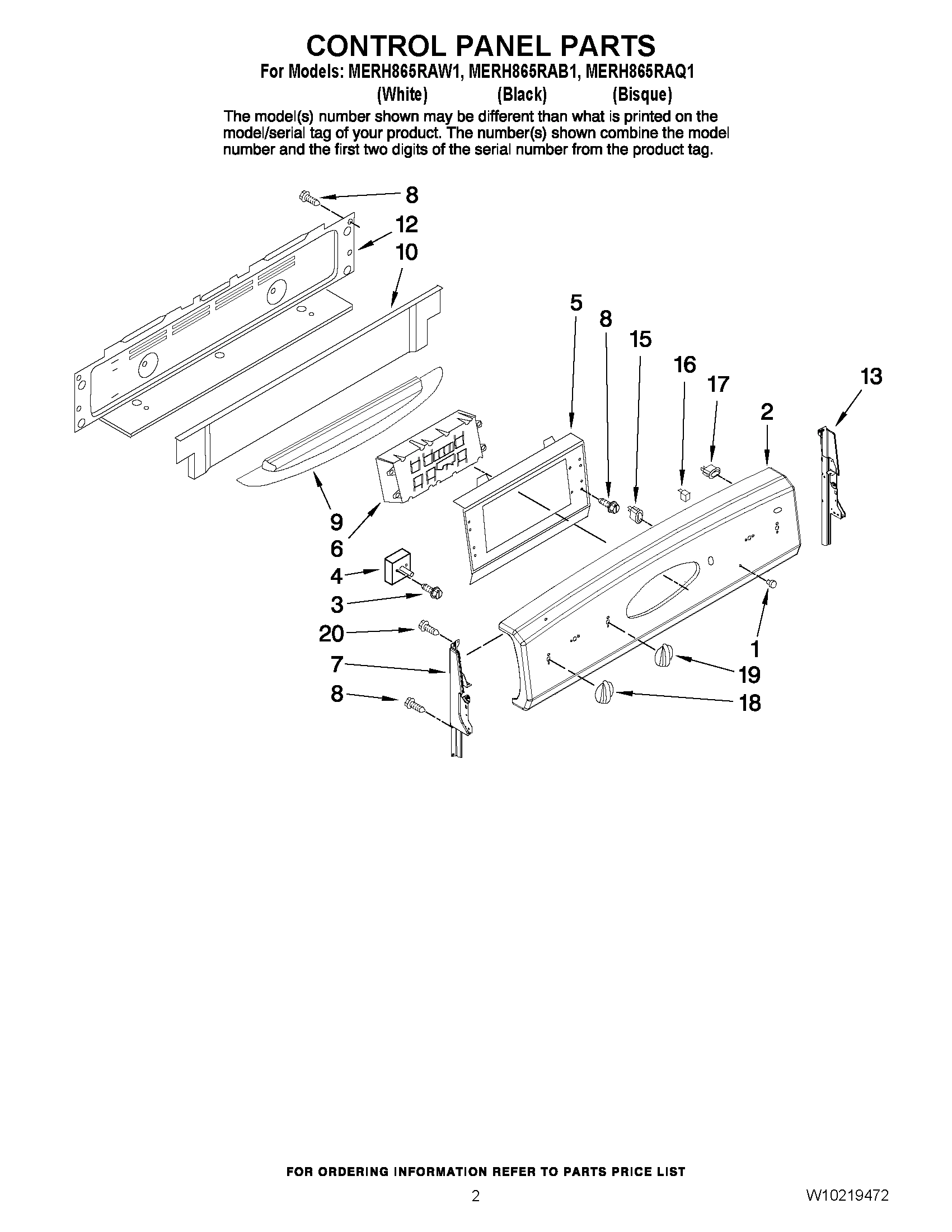 02 - CONTROL PANEL PARTS