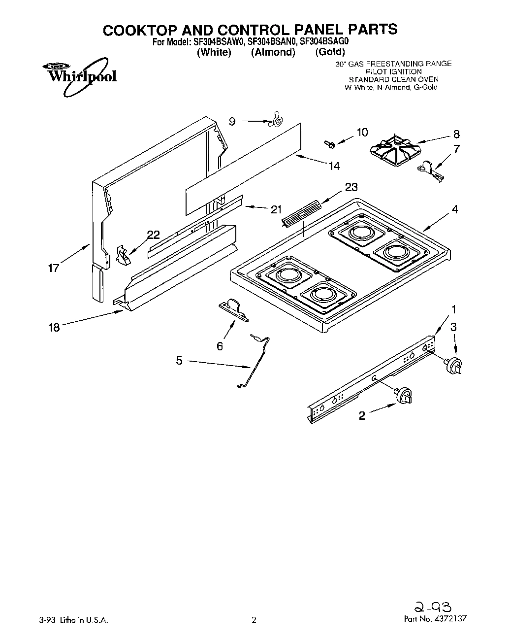 01 - COOKTOP AND CONTROL PANEL, LIT/OPTIONAL