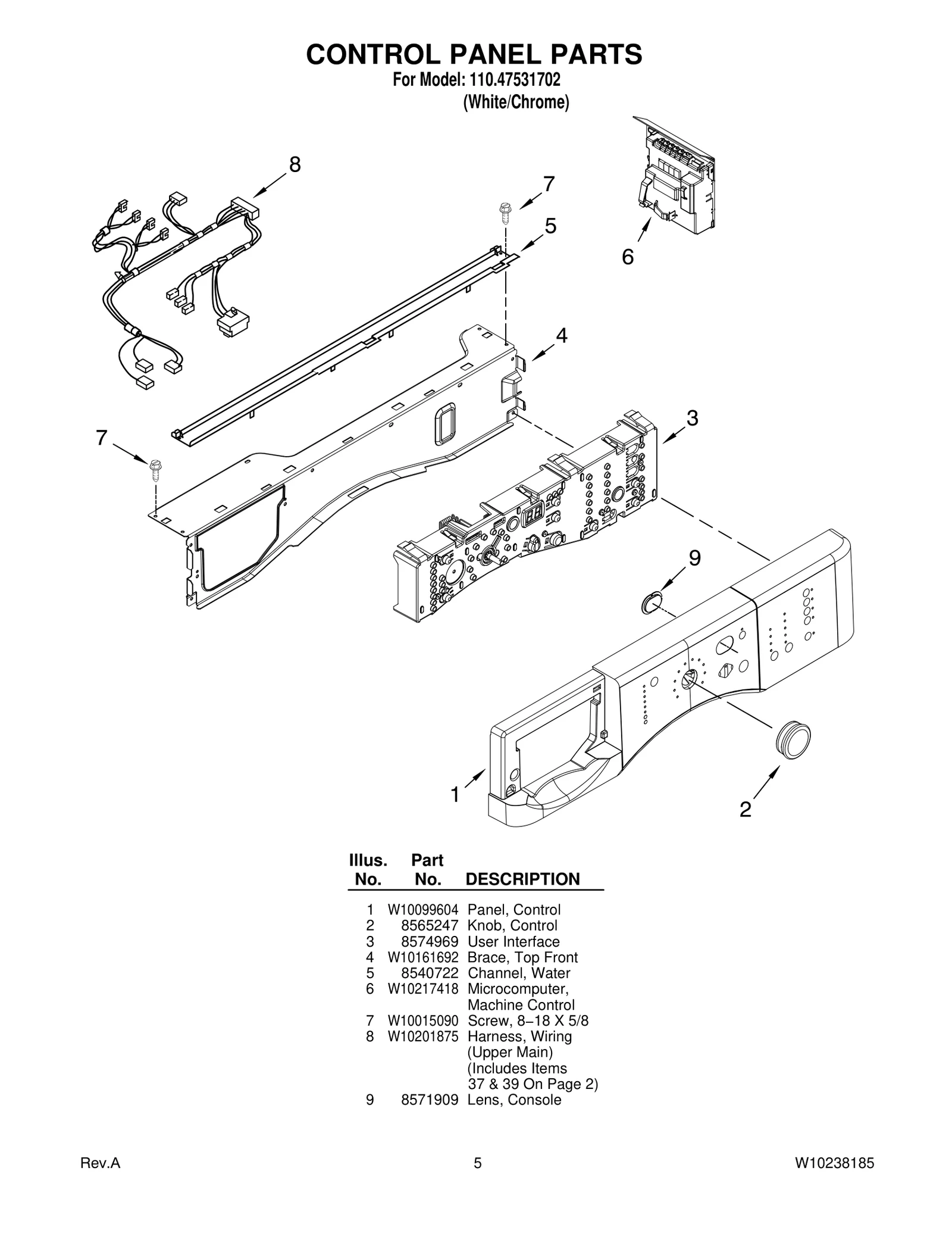 CONTROL PANEL PARTS