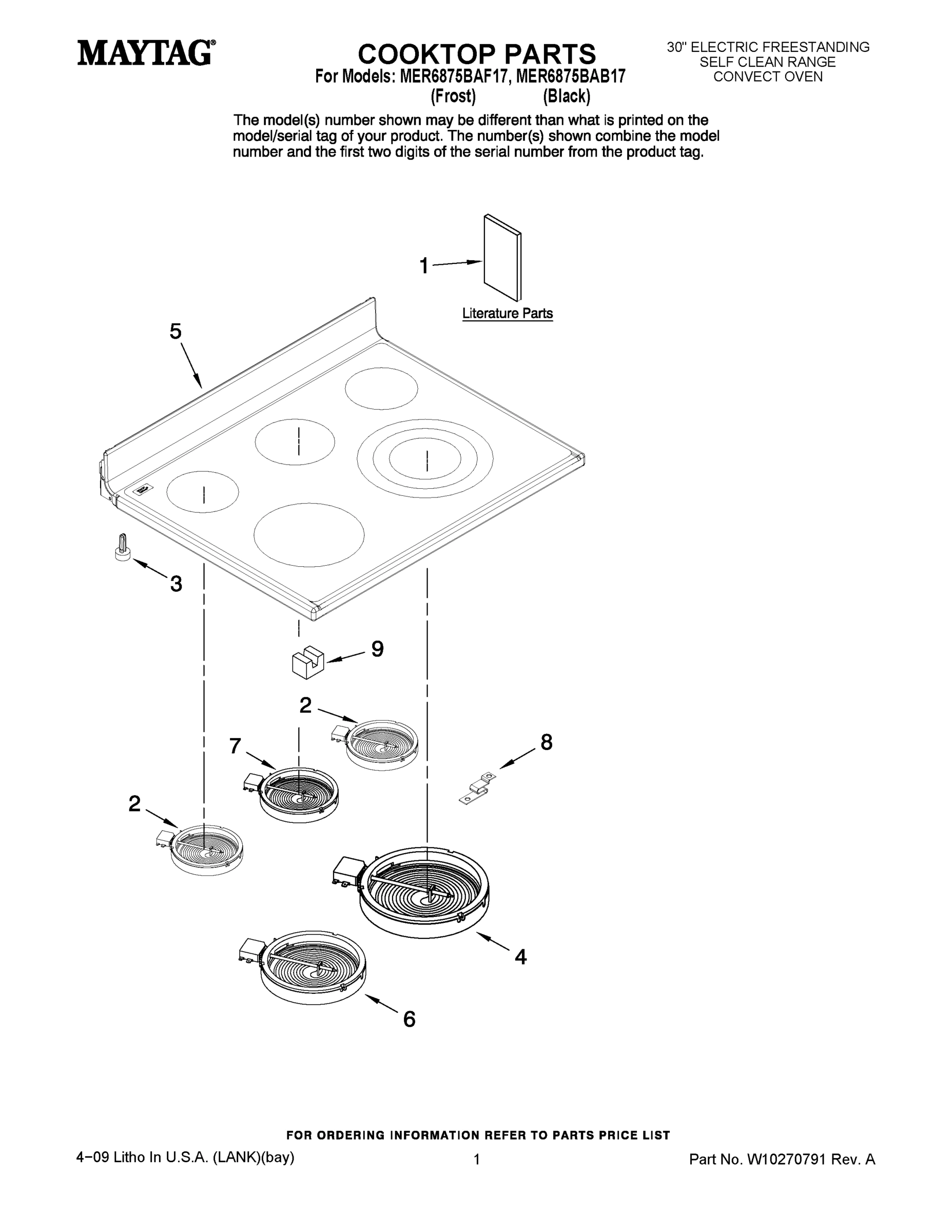 01 - COOKTOP PARTS
