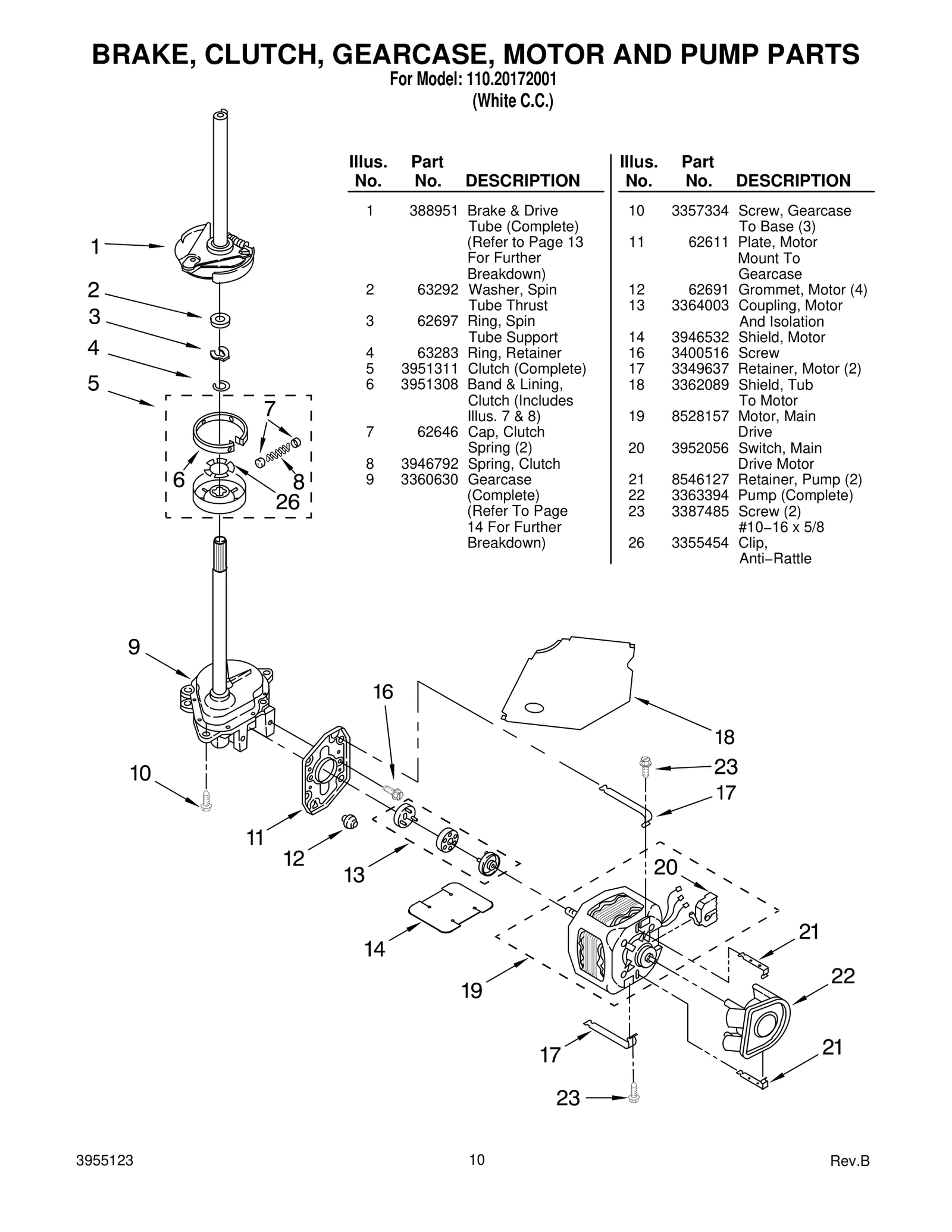 BRAKE, CLUTCH, GEARCASE, MOTOR AND PUMP PARTS