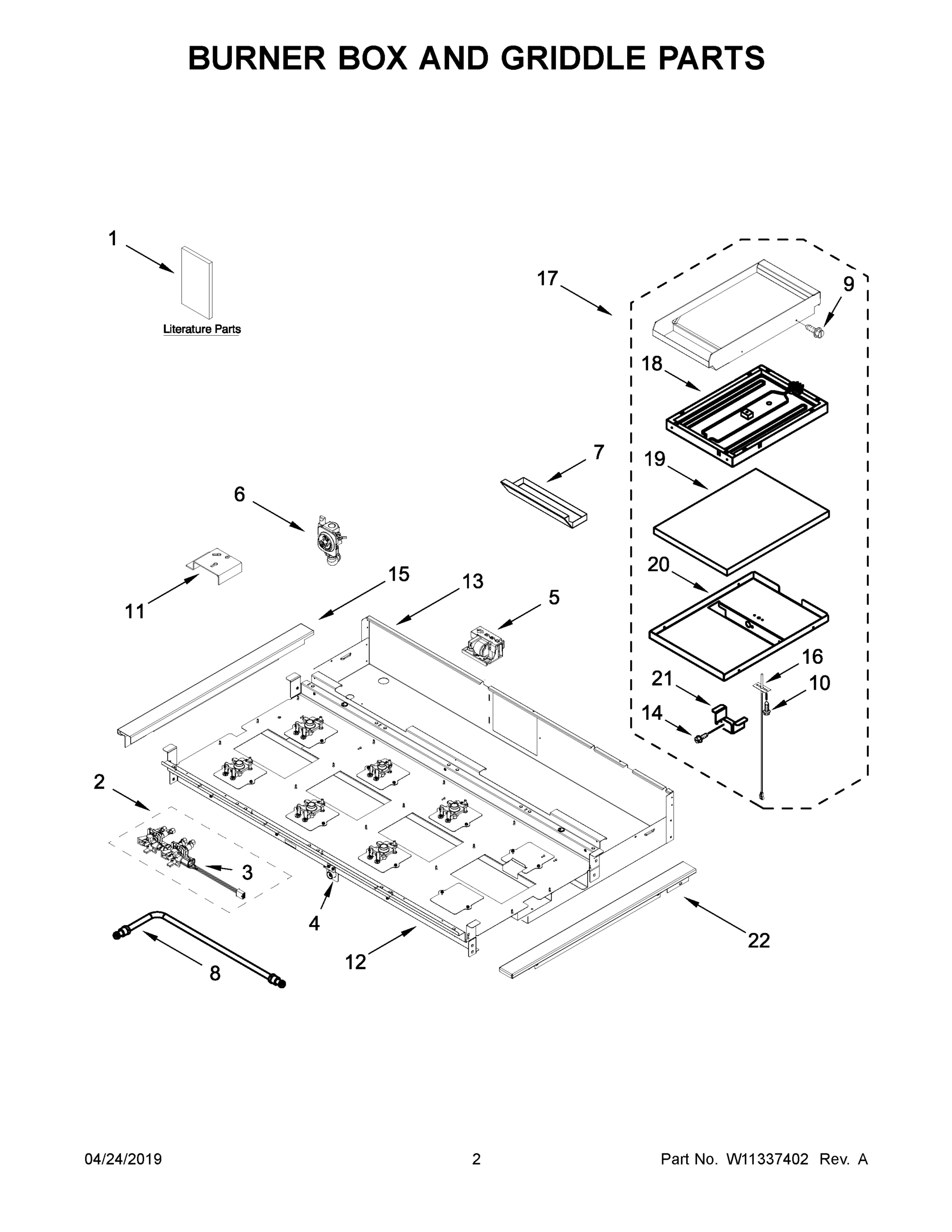 02 - BURNER BOX AND GRIDDLE PARTS