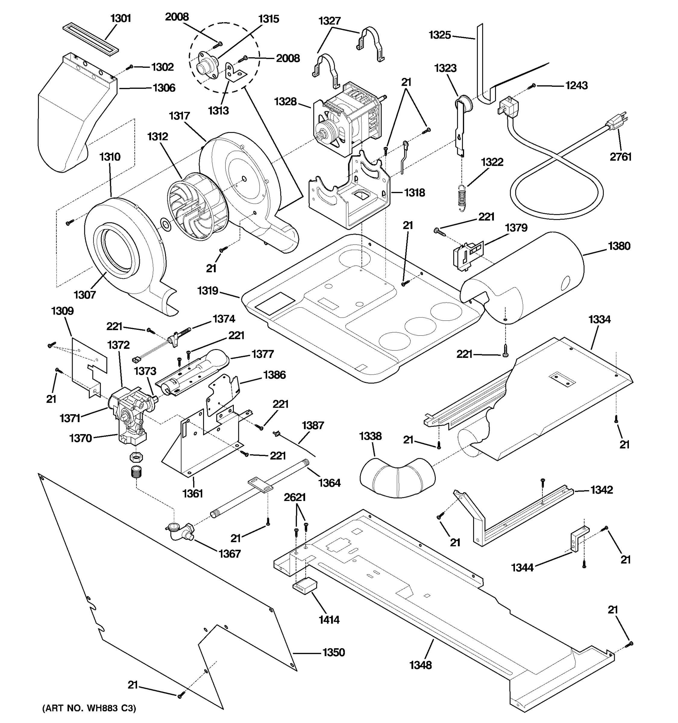 MOTOR, BLOWER & BELT