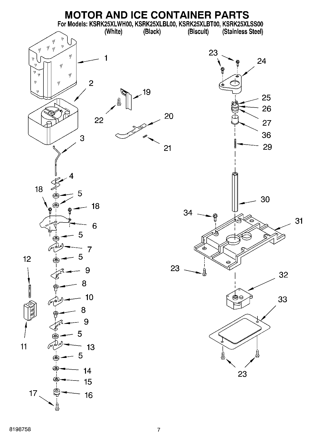 05 - MOTOR AND ICE CONTAINER PARTS